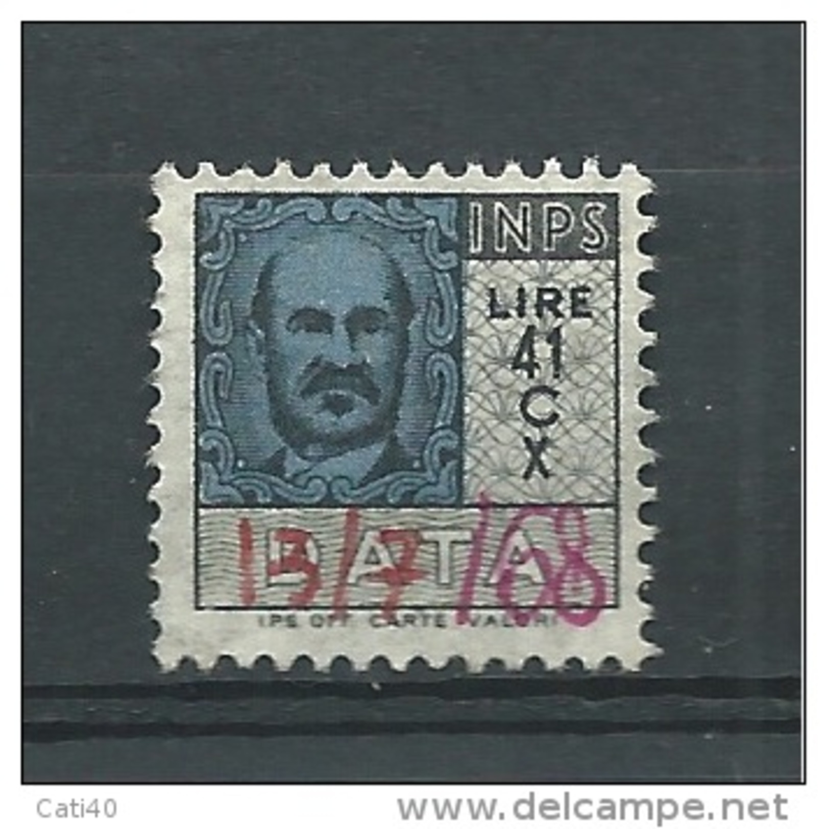 MARCA DA BOLLO- REVENUE - MARCHE  INPS LIRE 41 CX - Revenue Stamps