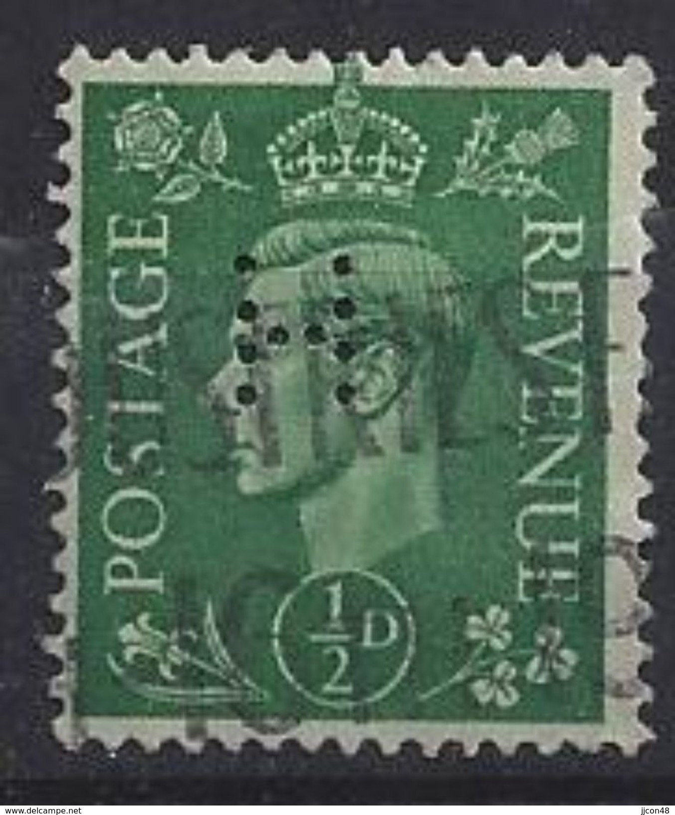 GB 1941  KG VI. 1/2d (o) SG.485. Mi.221. (perfin.H) - Perfins