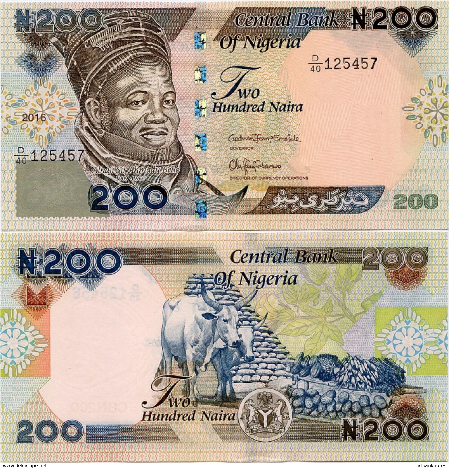 NIGERIA       200 Naira       P-29[p]       2016        UNC - Nigeria