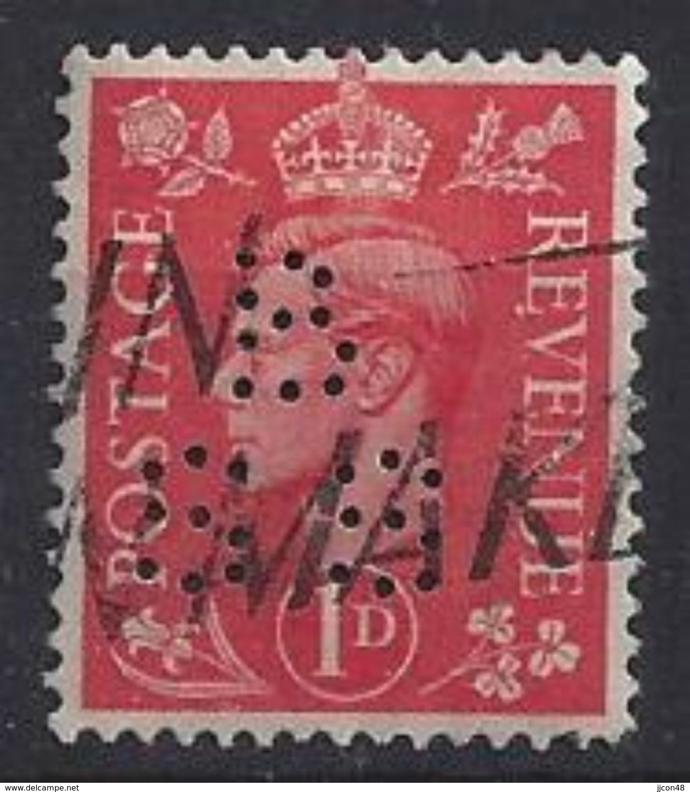 GB 1941  KG VI. 1d (o) SG.486. Mi.222. (perfin.B SS) - Perfins