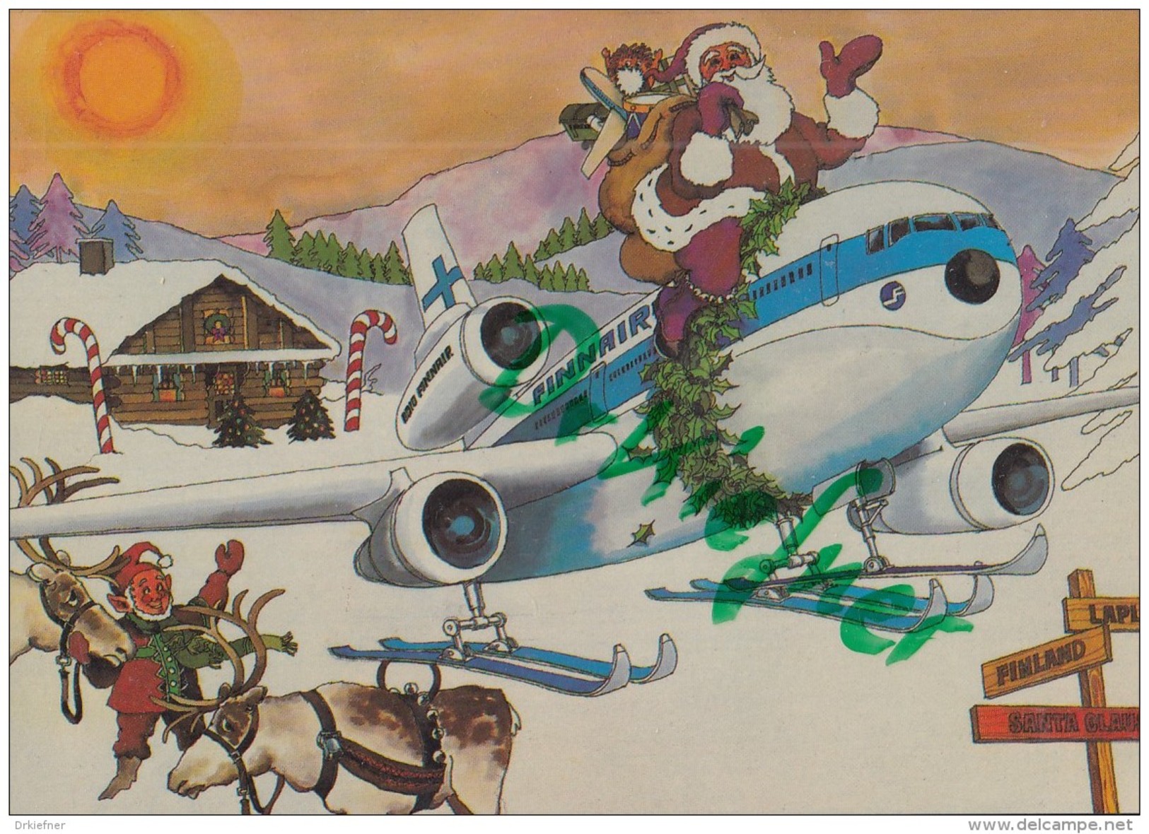 Douglas DC-10, Stilisiert Mit Santa Claus Der FINNAIR Um 1985 - 1946-....: Moderne