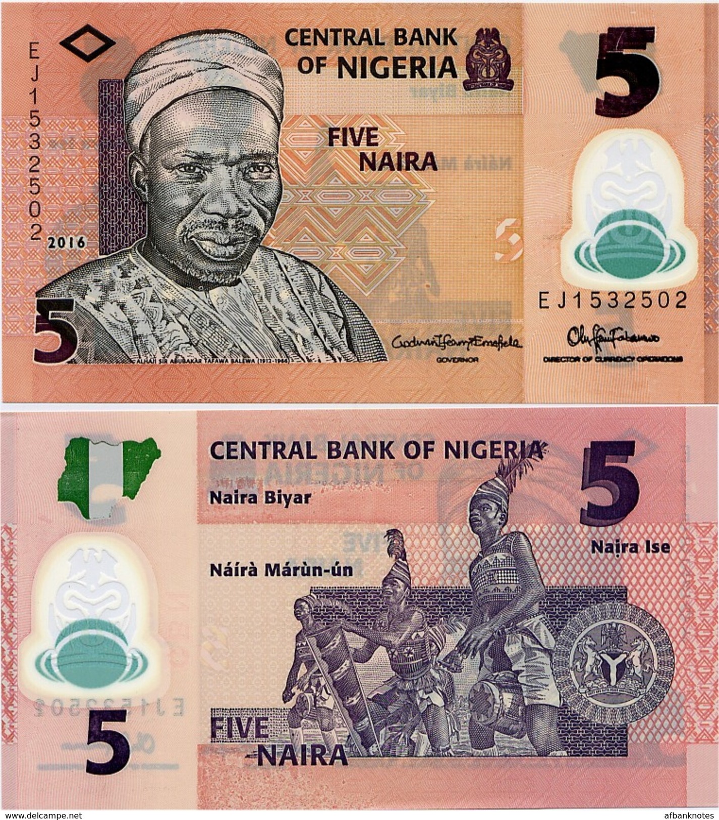 NIGERIA       5 Naira       P-38[g]       2016       UNC - Nigeria