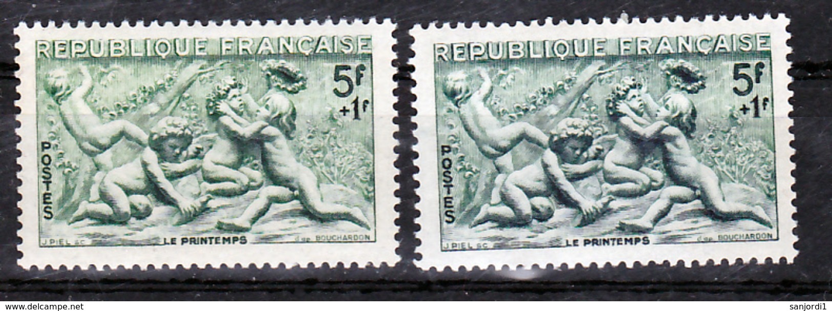 France  859  Variétés Vert Clair Et Vert Gris Le Printemps Neuf ** TB MNH Sin Charnela - Unused Stamps