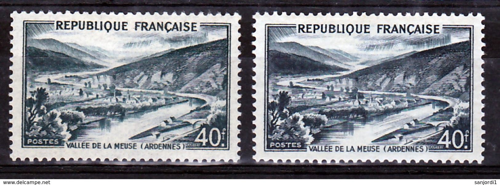 France  842 A  Variétés Vert Noir  Et Vert Bleu Noir La Meuse Neuf Avec Trace De Charnière* TB MH Con Charnela - Ungebraucht