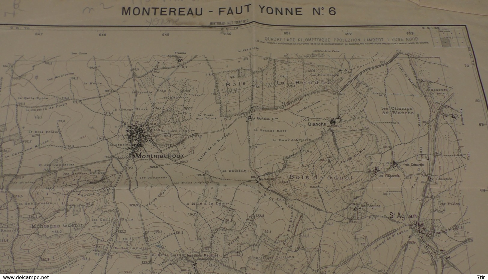 VALLERY BLENNES VILLECHASSON CORNOY VOULX  LES CHAPELLES BONVAL DIANT MONTMACHOUX ST AGNAN ( JANVIER 1946 1/20000 ) - Geographical Maps