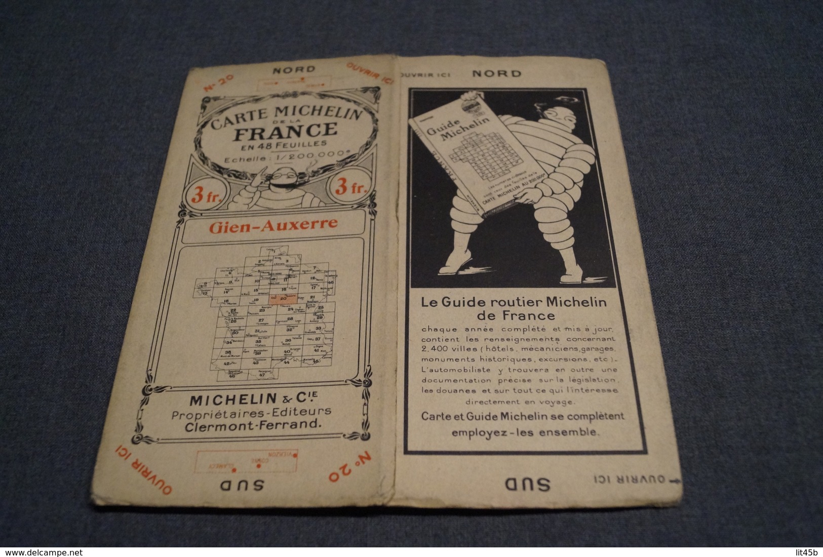 Très Ancienne Carte Michelin,N° 20 , Gien - Auxerre.état De Collection,originale - Geographical Maps