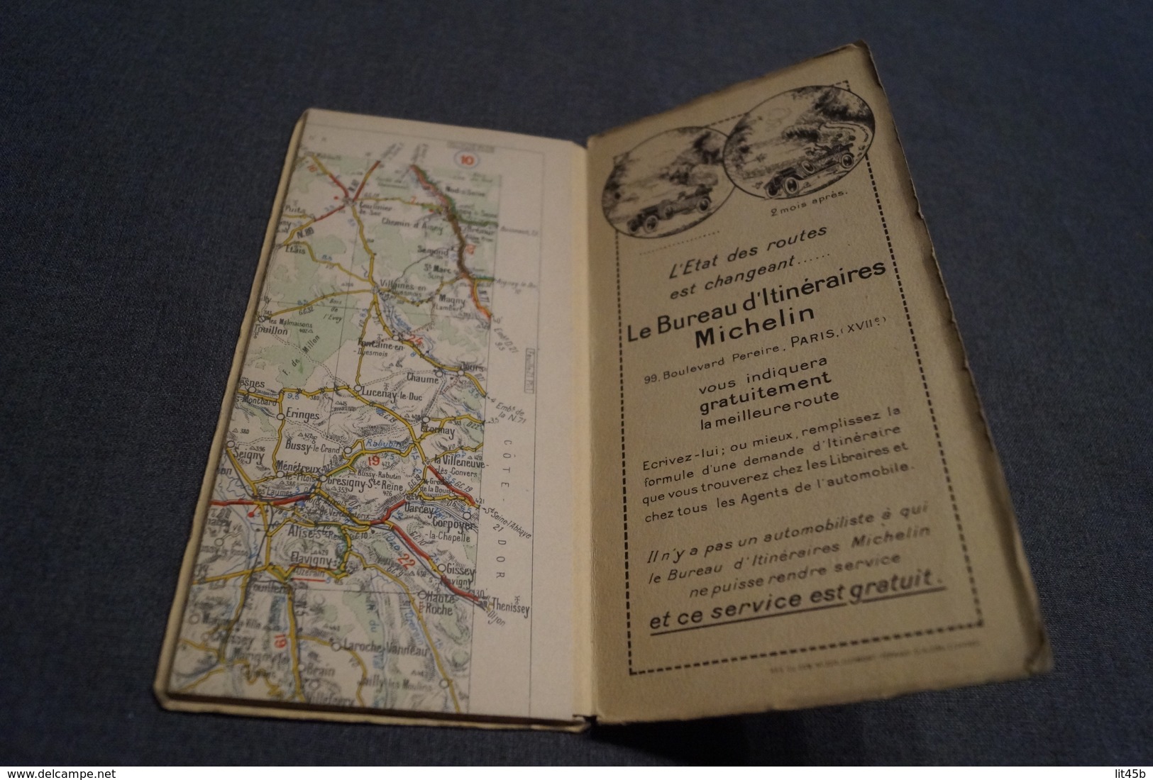 très ancienne carte Michelin,N° 20 , Gien - Auxerre.état de collection,originale