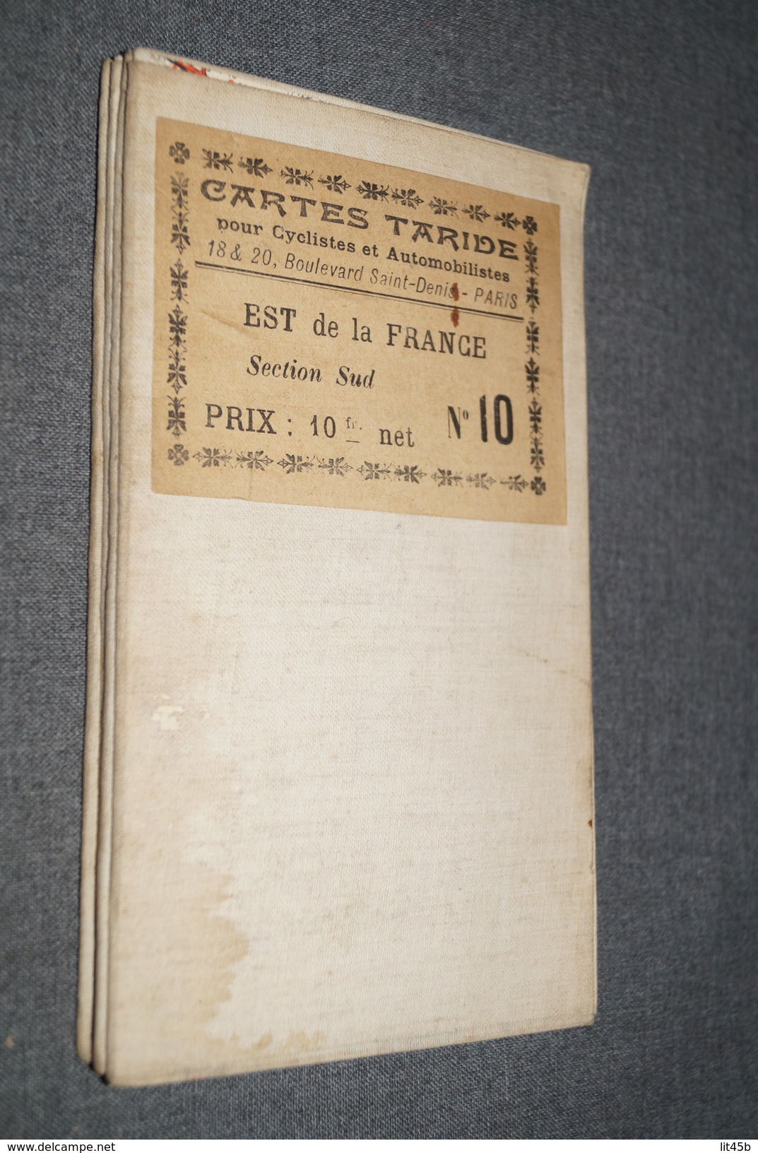 Très Belle Ancienne Carte Taride (sur Toile) Pour Cycliste Et Automoblistes,Est De La France,section Sud,N°10,collection - Cartes Routières