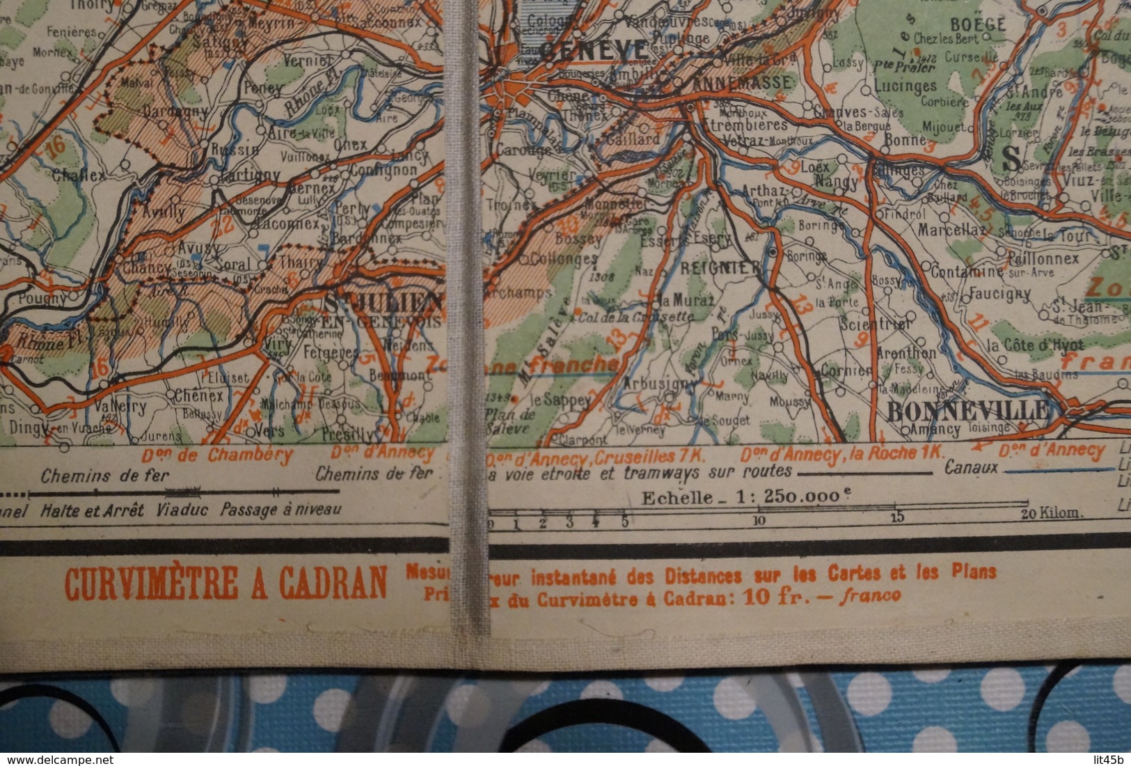 Très belle ancienne carte Taride (sur toile) pour Cycliste et automoblistes,Est de la France,section Sud,N°10,collection