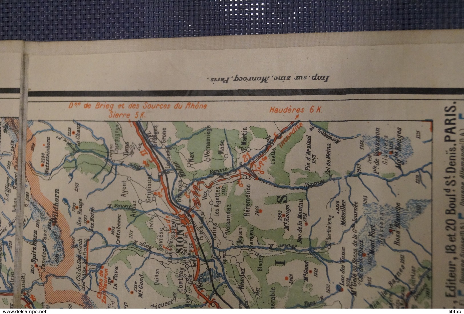 Très belle ancienne carte Taride (sur toile) pour Cycliste et automoblistes,Est de la France,section Sud,N°10,collection