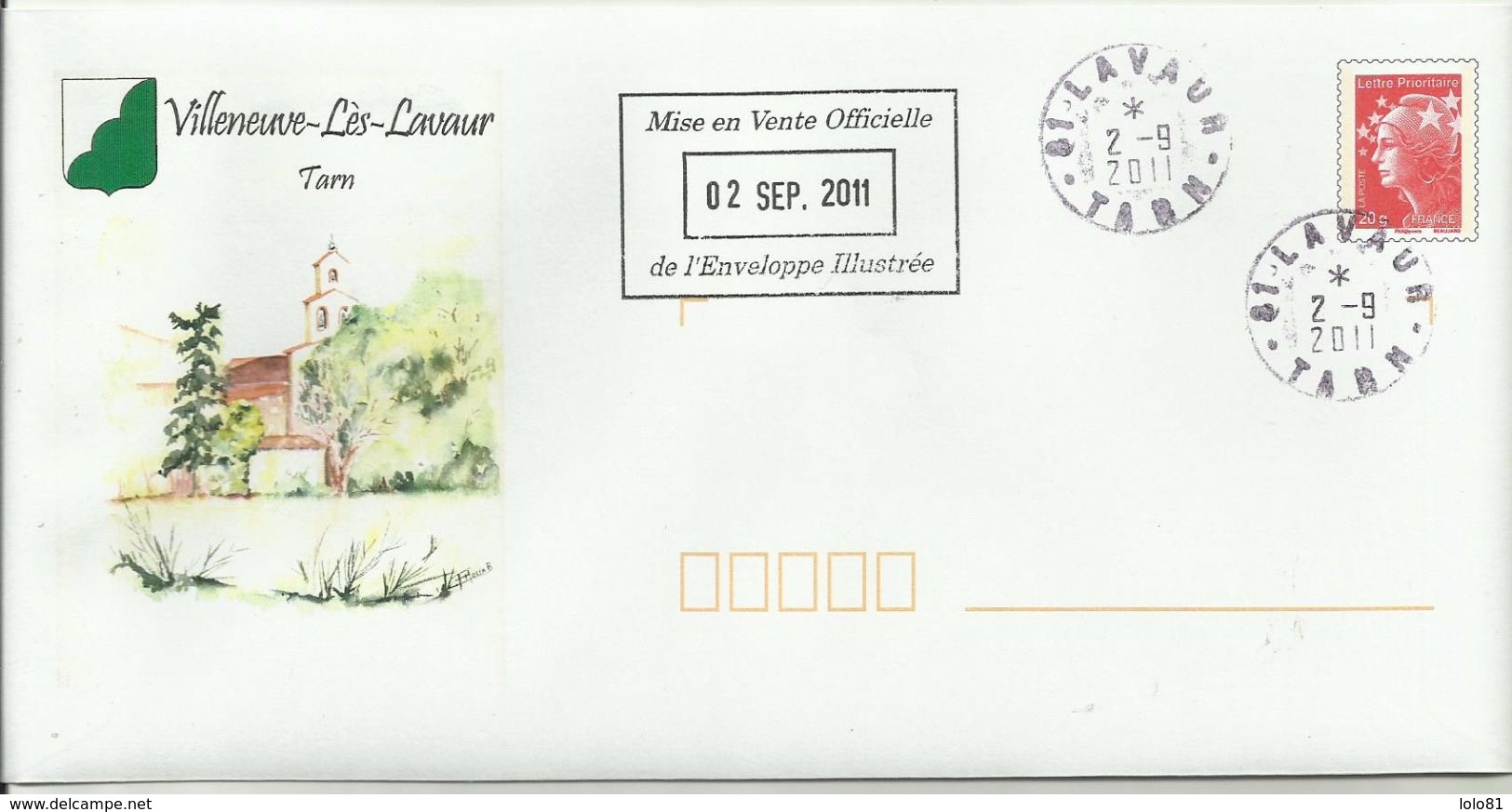 PAP Villeneuve-Les-Lavaur (Tarn) Premier Jour 02.09.2011 - Prêts-à-poster:  Autres (1995-...)