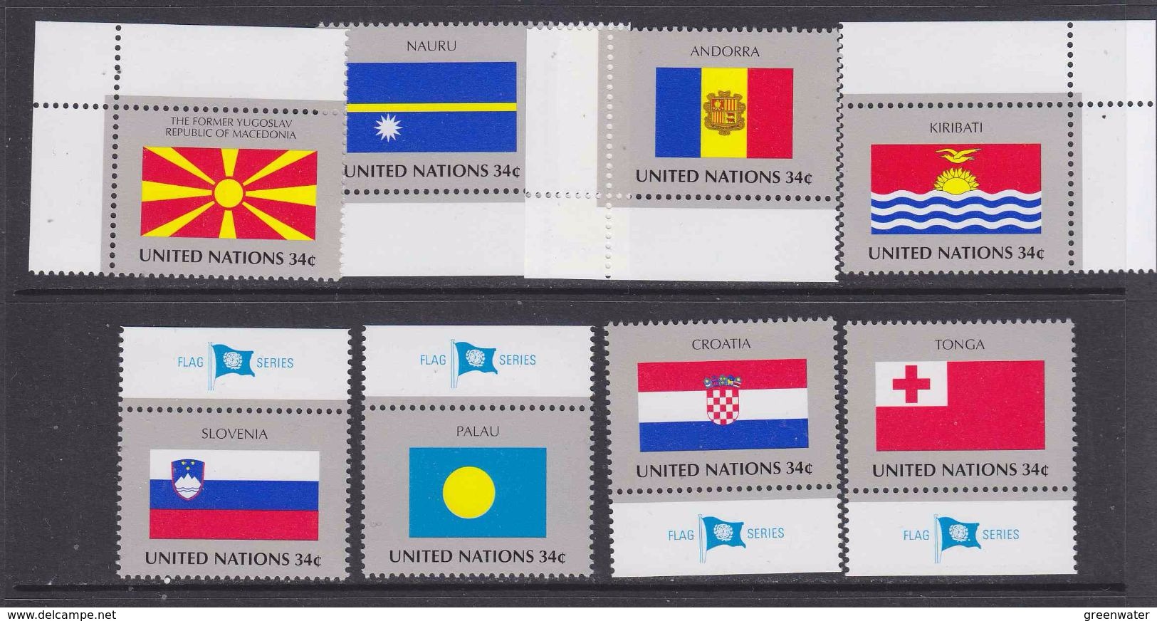 UNO NY 2001 Flags 8v ** Mnh (36906D) - Ongebruikt