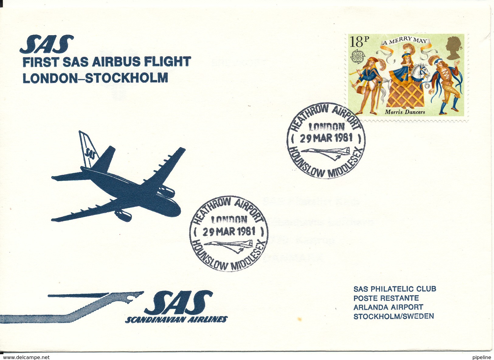 Great Britain First SAS Flight Airbus London - Stockholm 29-3-1981 - Unclassified