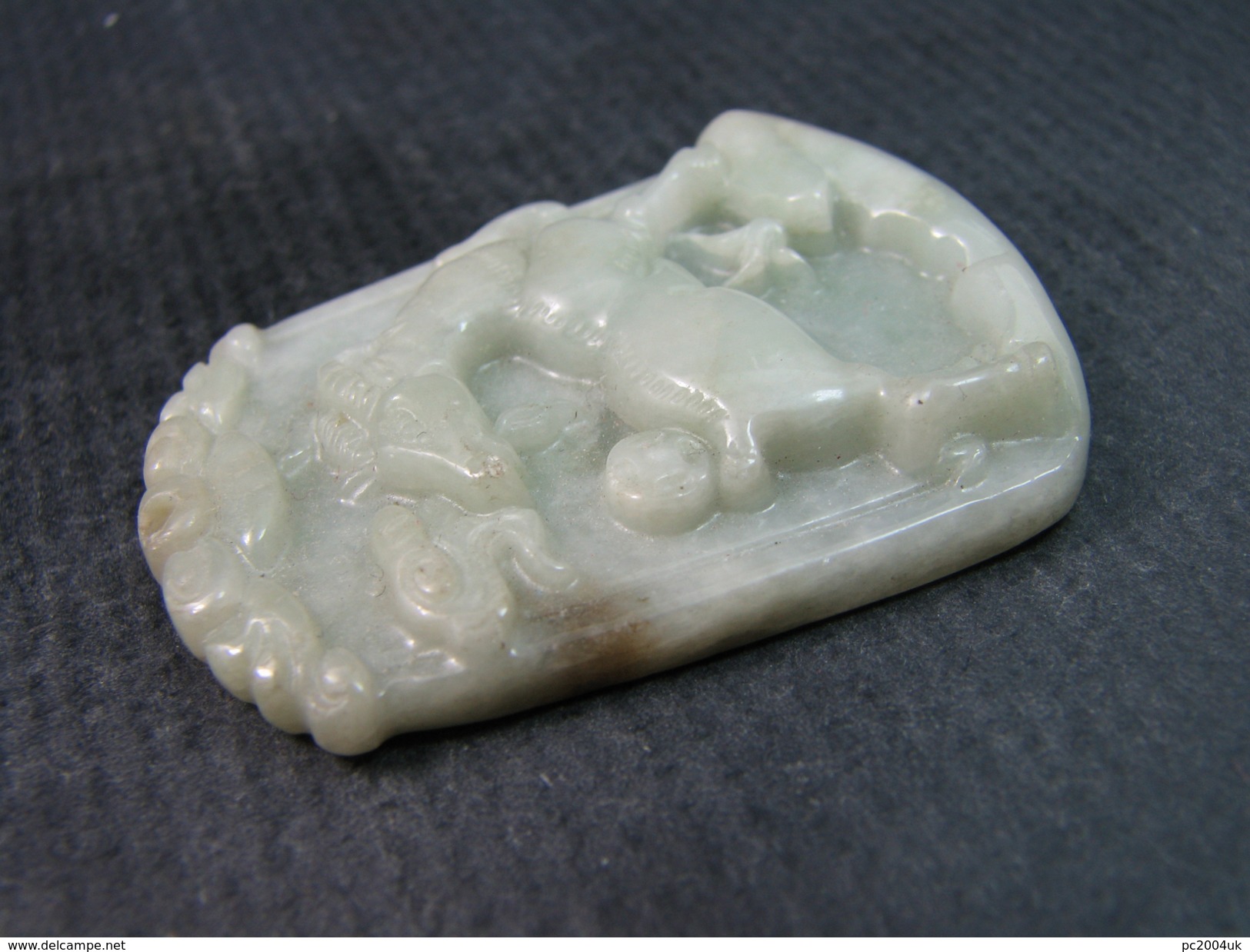 FREE SHIPPING. A Carved Mint Green Jade / Hard Stone Pendant Of A Stag. FREE SHIPPING. - Oriental Art