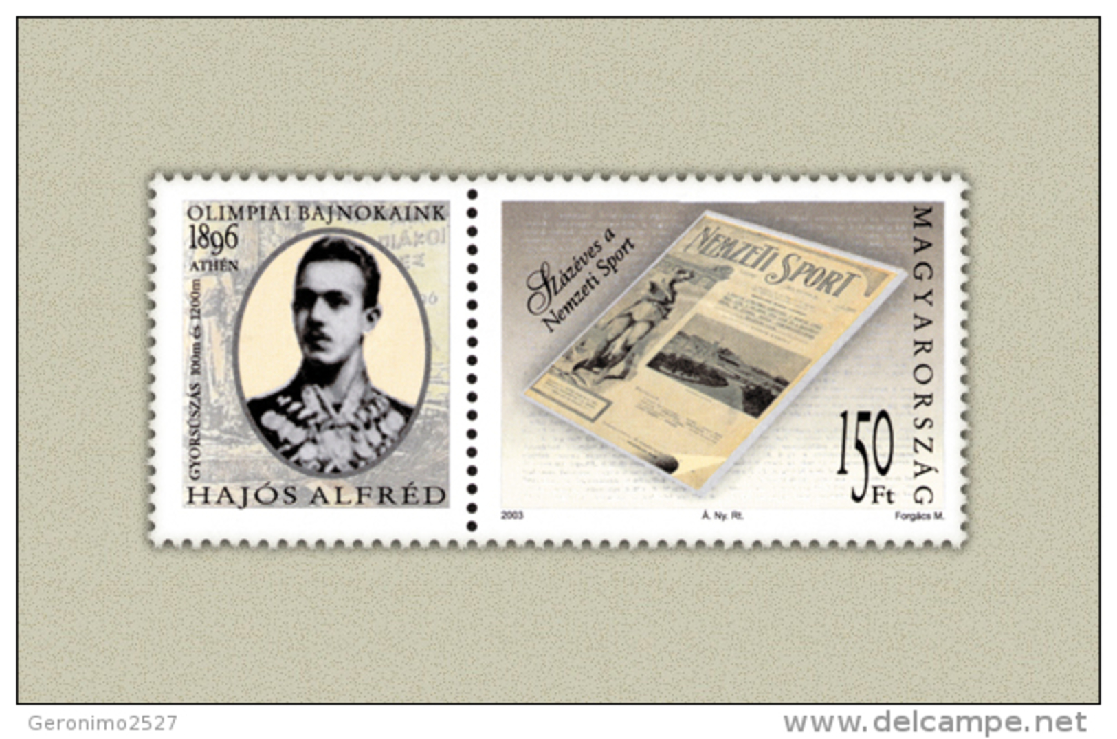 HUNGARY 2003 EVENTS 100th Anniversary Of The Newspaper NEMZETI SPORT - Fine Set + Label MNH - Unused Stamps