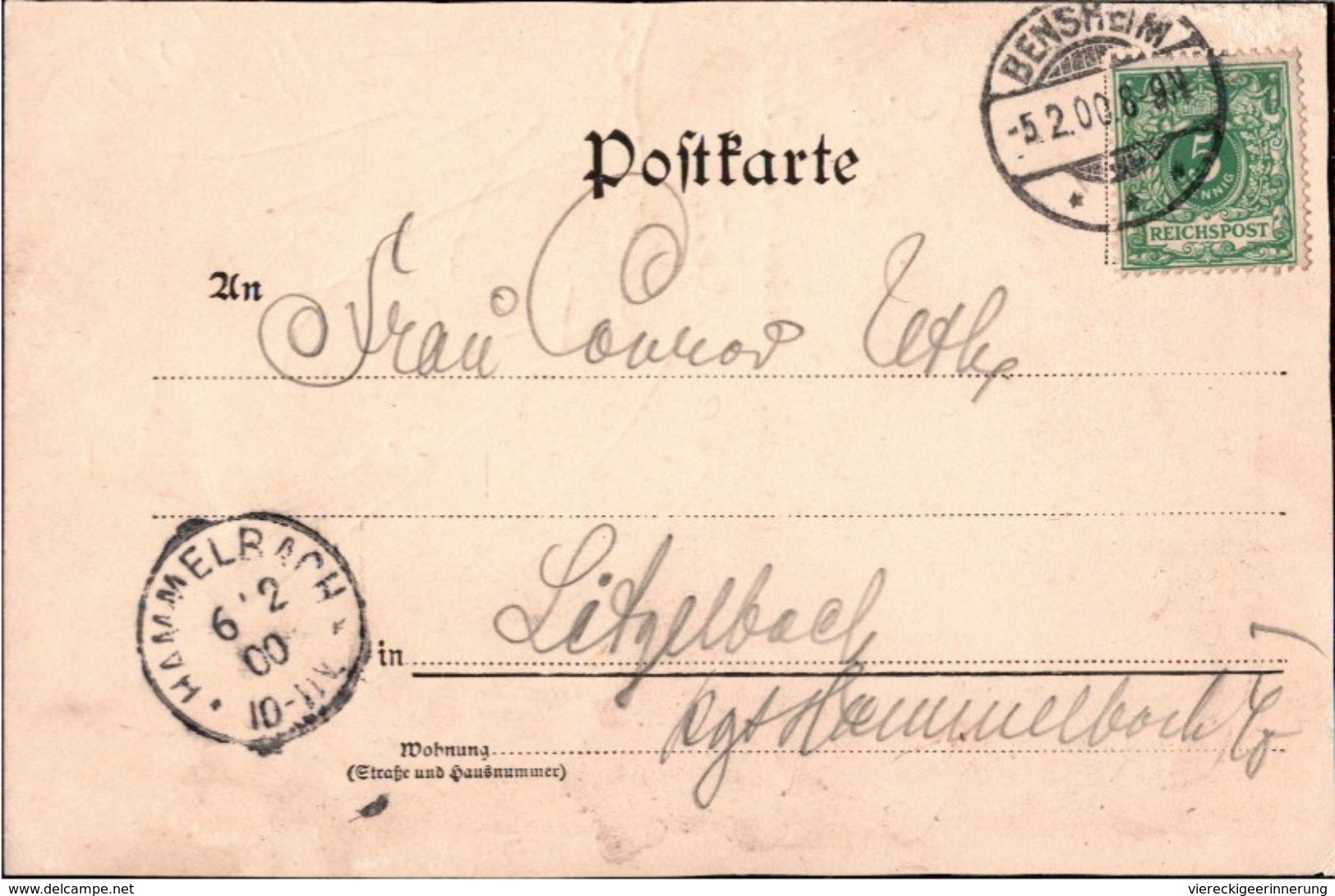 ! 1900 Alte Ansichtskarte, Couleurkarte, Burschenschaft, Chattia Verbindung, Studentika, Wappen, Bensheim - Scuole