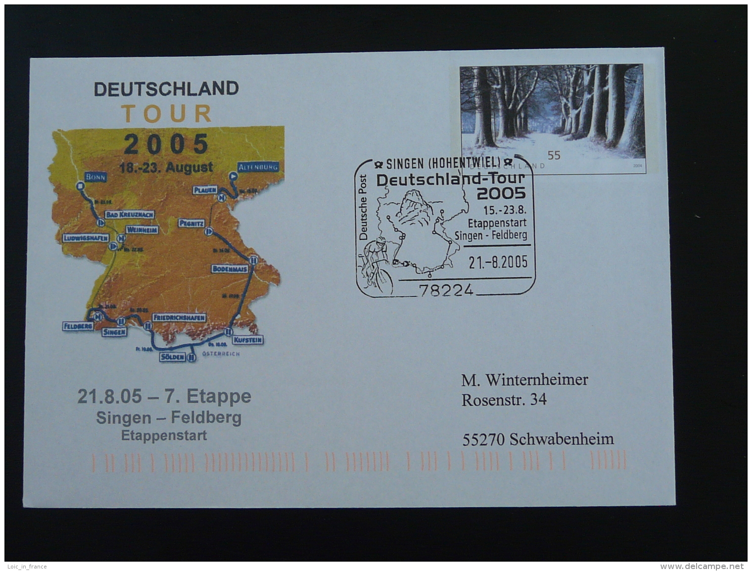 Entier Postal Stationery Cyclisme Course Cycliste Cycling Race Deutschland Tour 2005 Etape 7 Singen - Ciclismo