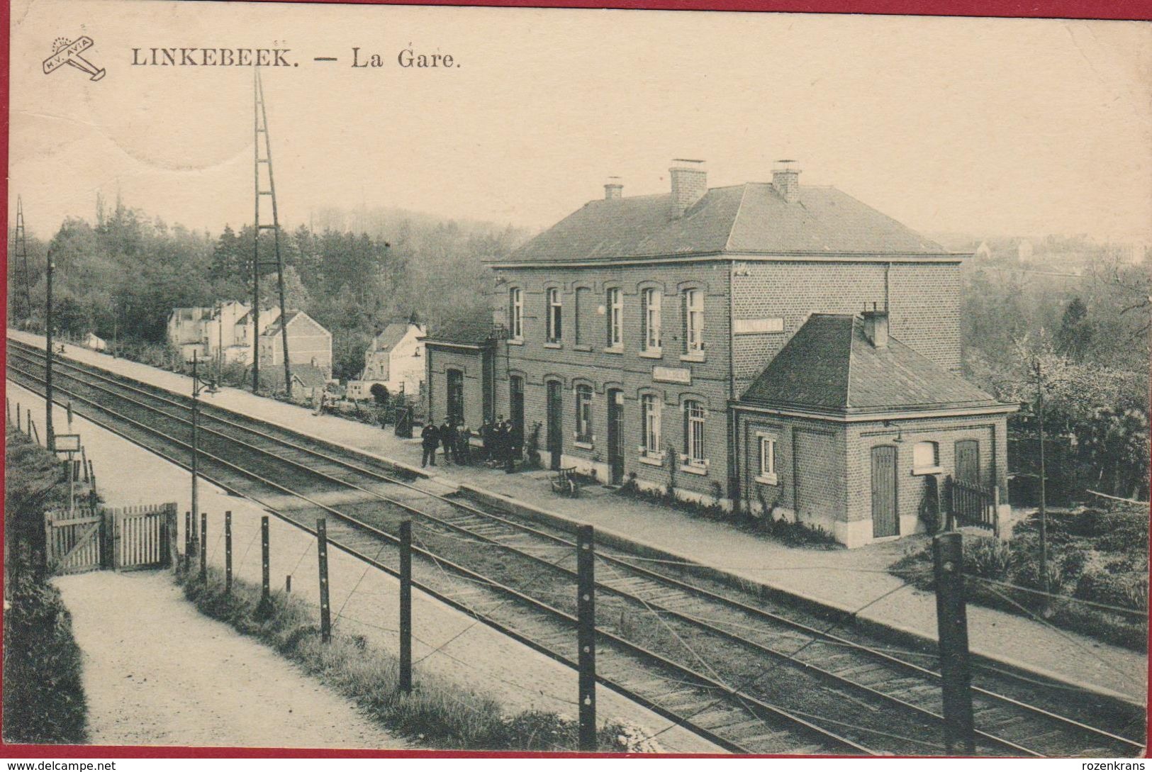 Linkebeek Station Statie La Gare (licht Kreukje) Timbre Postzegel Overdruk Obliteration - Linkebeek