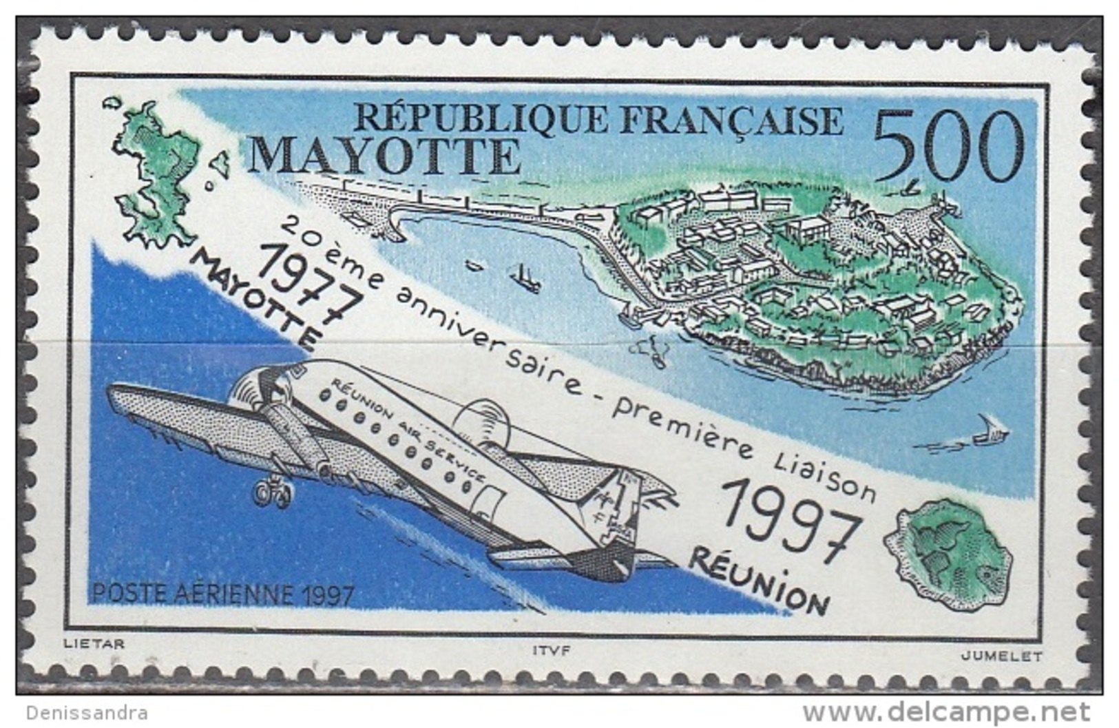 Mayotte 1997 Yvert Poste Aérienne 2 Neuf ** Cote (2015) 3.80 Euro 20 Ans Liaison Aérienne Mayotte-Réunion - Posta Aerea