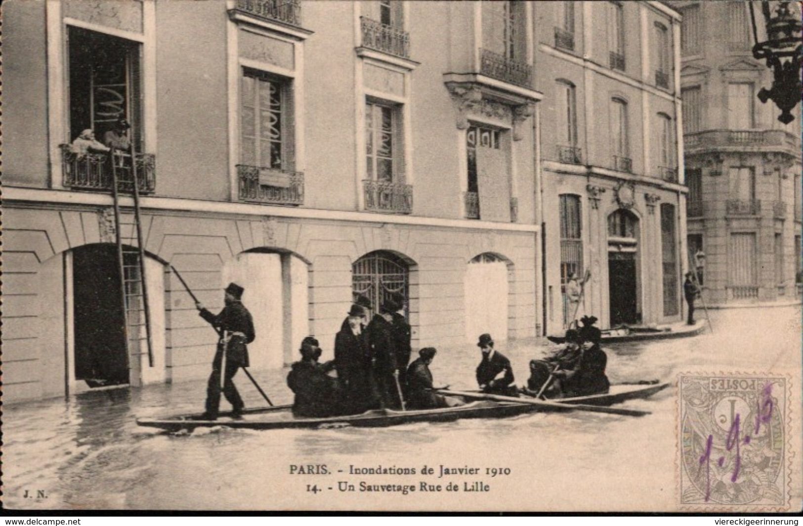 ! [75], Cpa, Inondations Janvier.1910, Paris, Rue De Lille, Überschwemmung, Postcard Exchange Club Libre - De Overstroming Van 1910