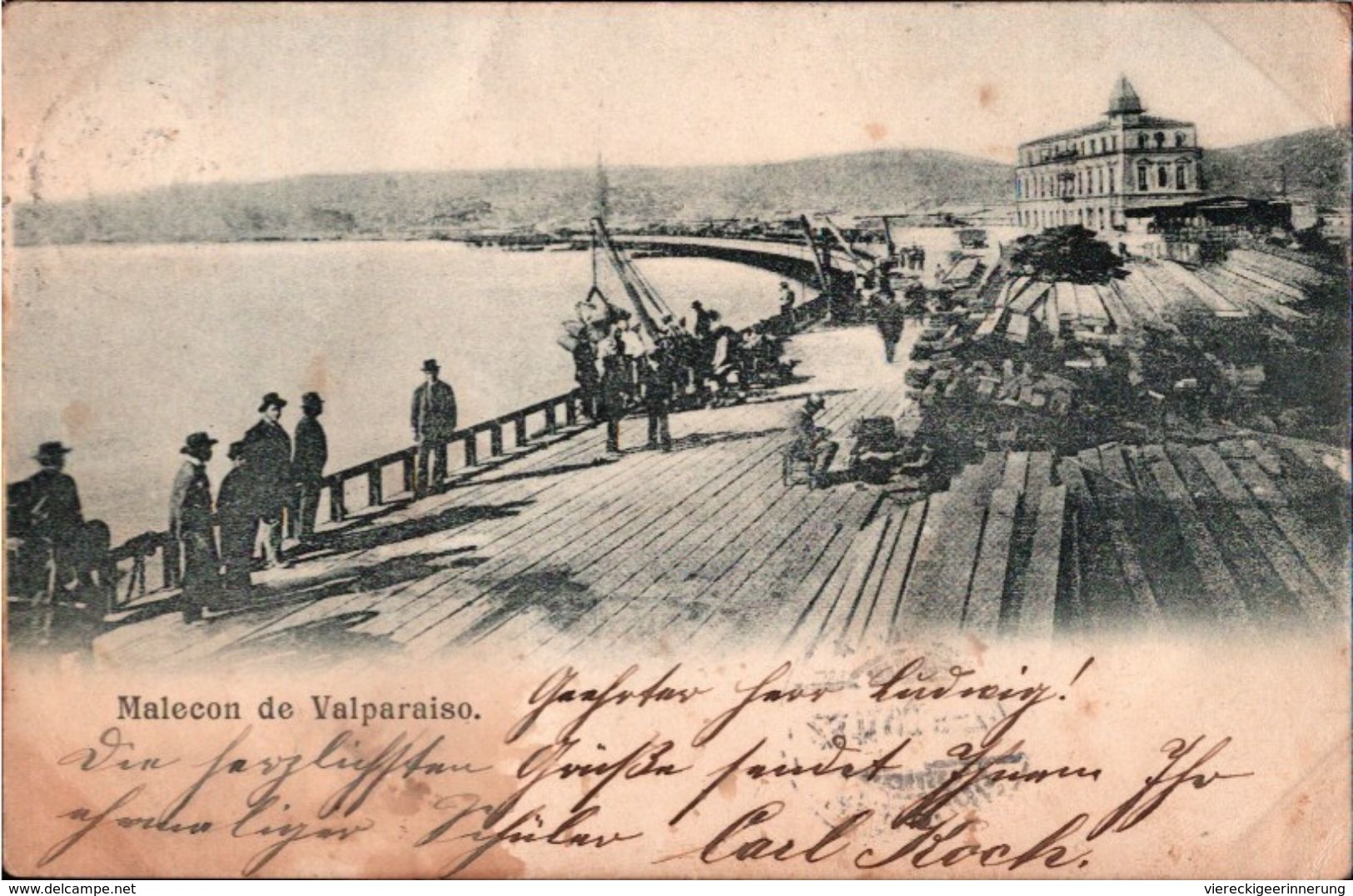 ! Old Postcard 1903 Malecon De Valparaiso , Chile, Hamburg - Chile