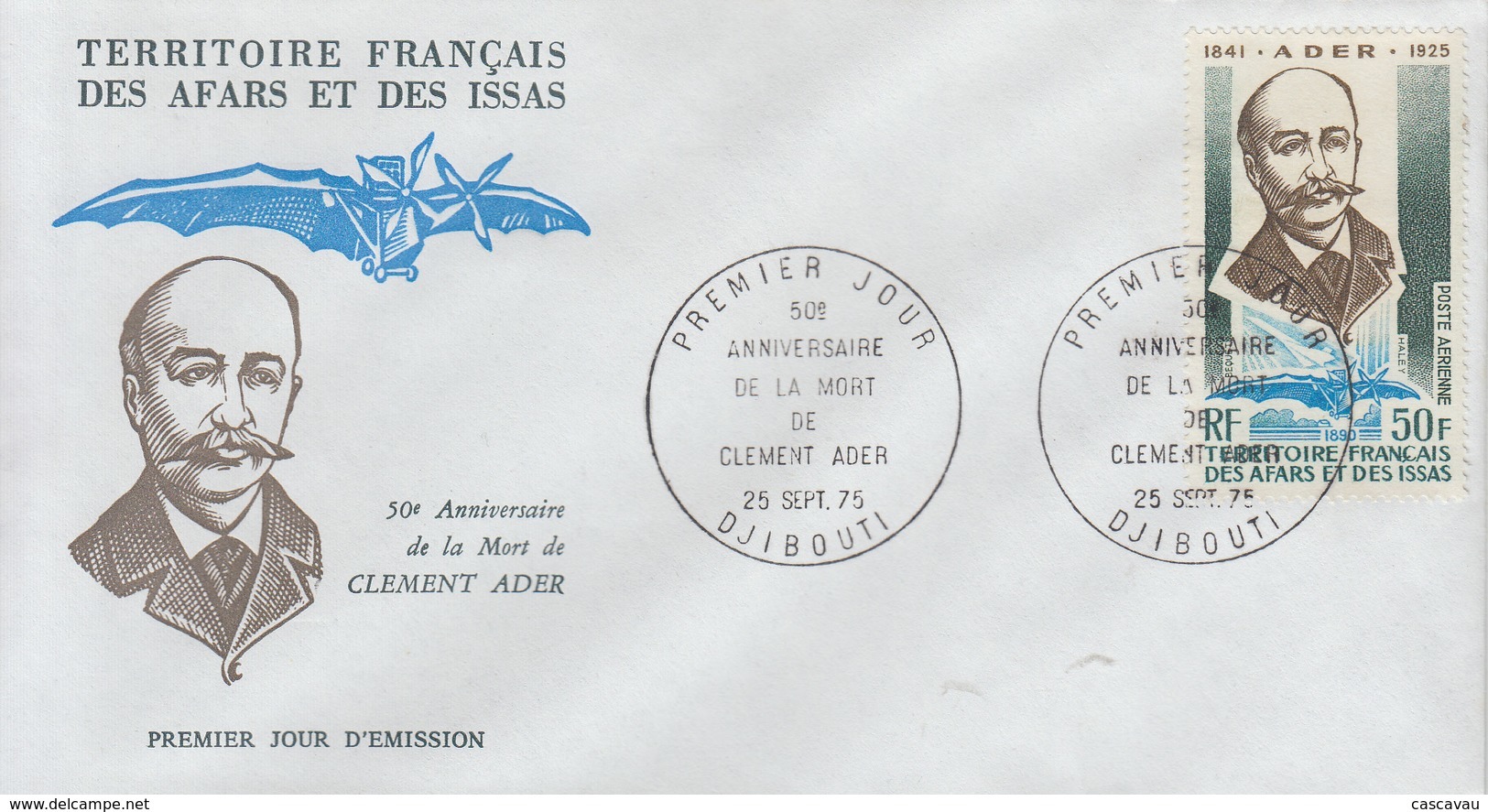 Enveloppe  FDC  1er  Jour  TERRITOIRE  FRANCAIS   Des   AFARS  Et  ISSAS    Clément  ADER   1975 - Other & Unclassified