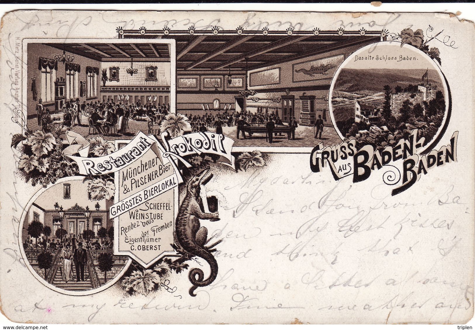 Gruss Aus Baden-Baden - Restaurant Krokodil - 1894 - Baden-Baden