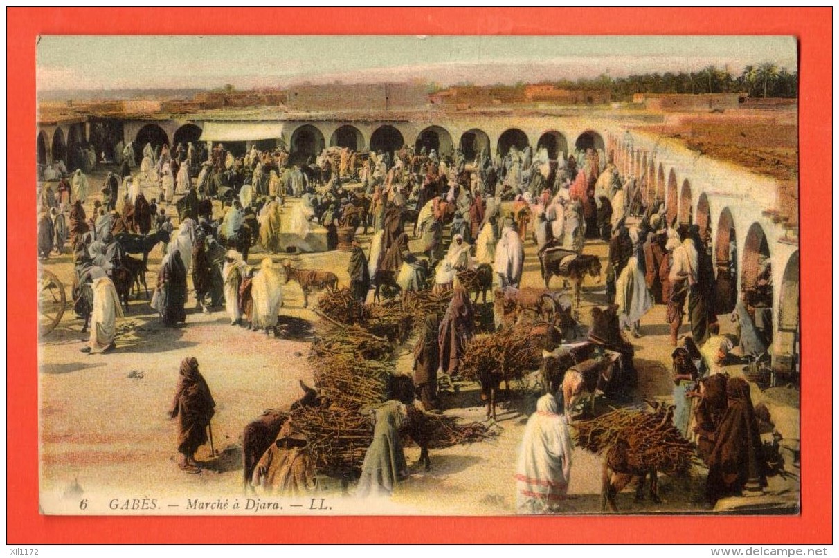 NEM-18  Gabès  Marché à Djara. ANIME. Cachet 1910 - Tunisie