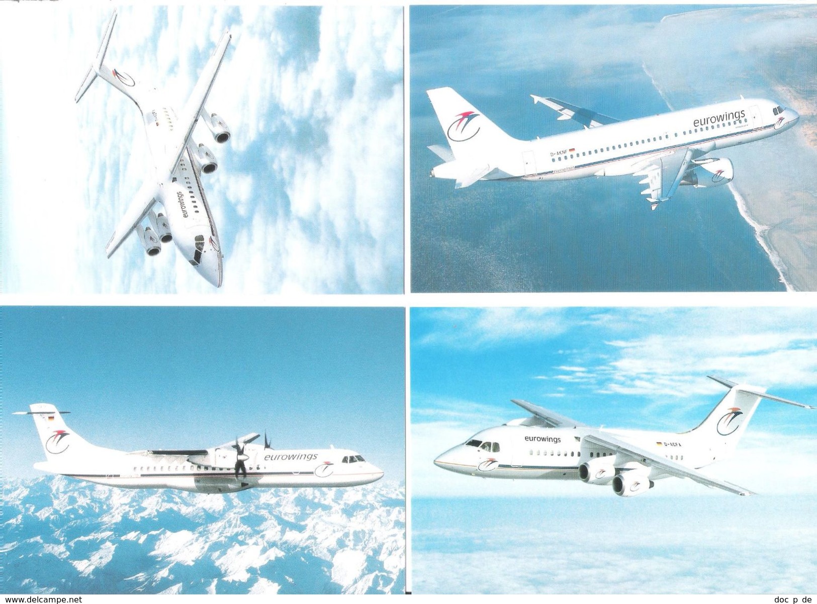 4 Cards - Eurowings - Avion - Airplane - Flugzeug - Plane - British Aerospace - Aerospatiale - Airbus - 1946-....: Moderne