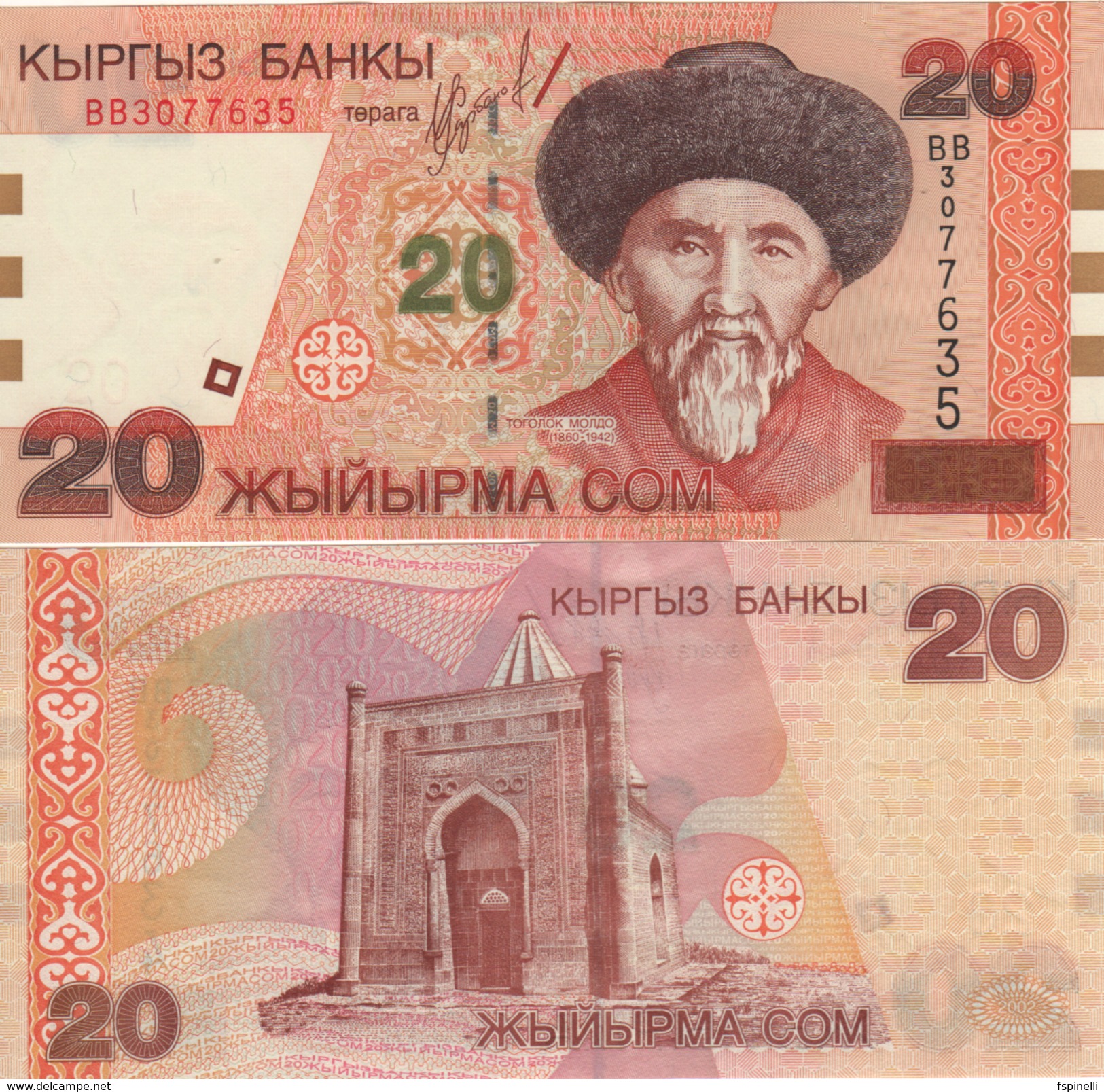 KYRGYSTAN   20 Som   P19  Dated  2002   UNC - Kirgizïe