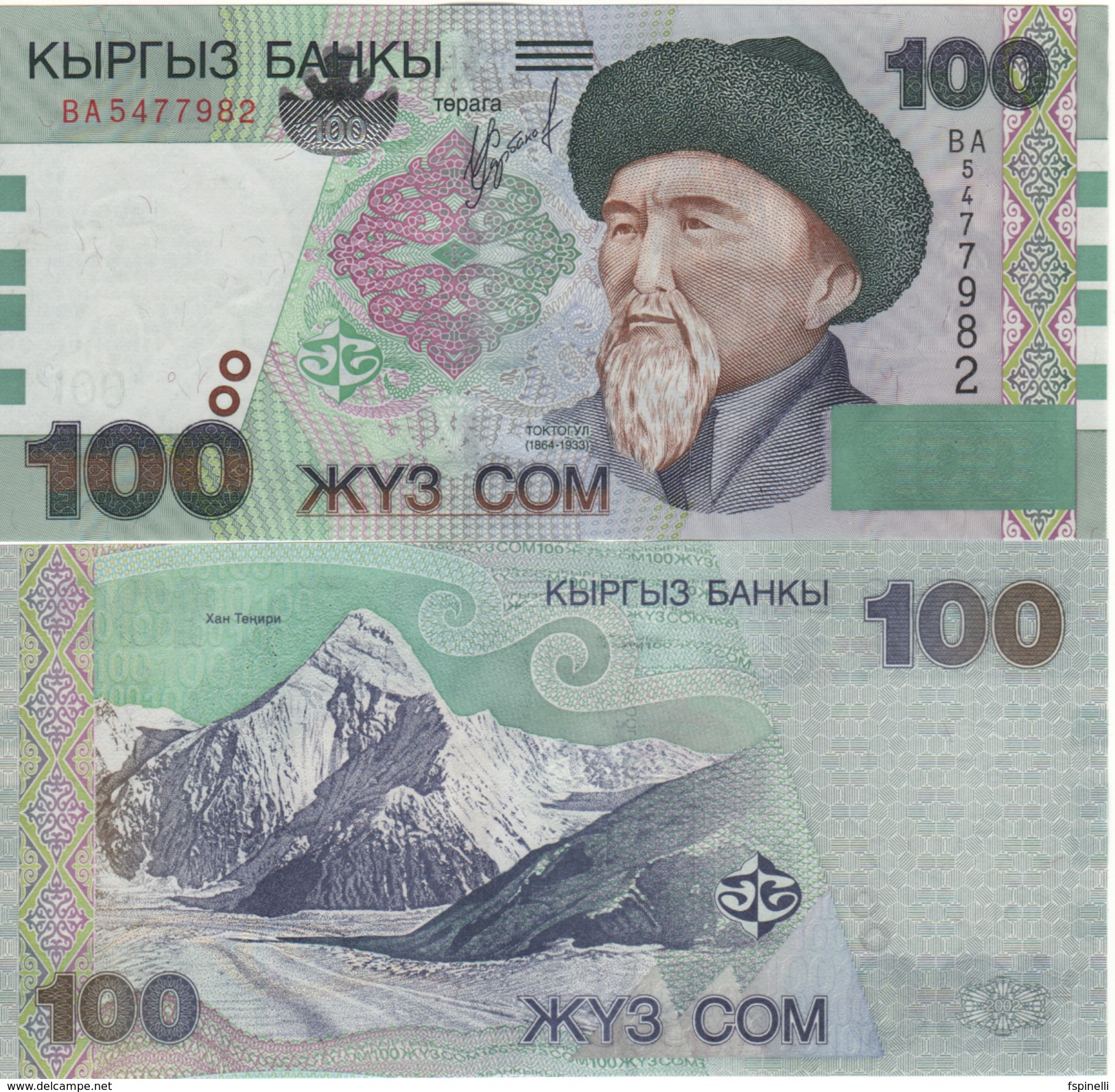 KYRGYSTAN   100 Som   P21  Dated  2002   UNC - Kirgisistan