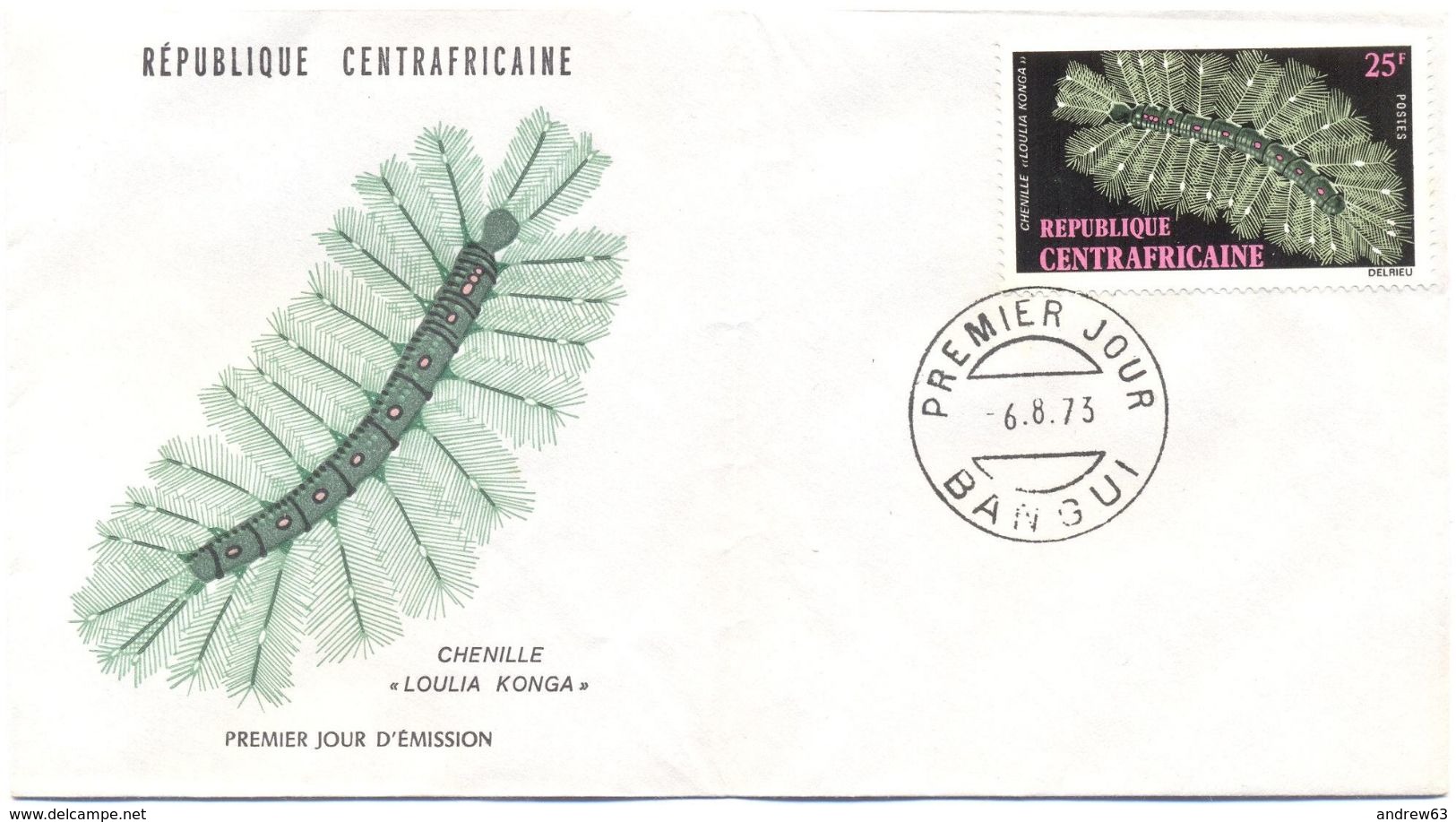 Repubblica Centroafricana - REPUBLIQUE CENTRAFRICAINE - 1973 - 25F Chenille - FDC - República Centroafricana