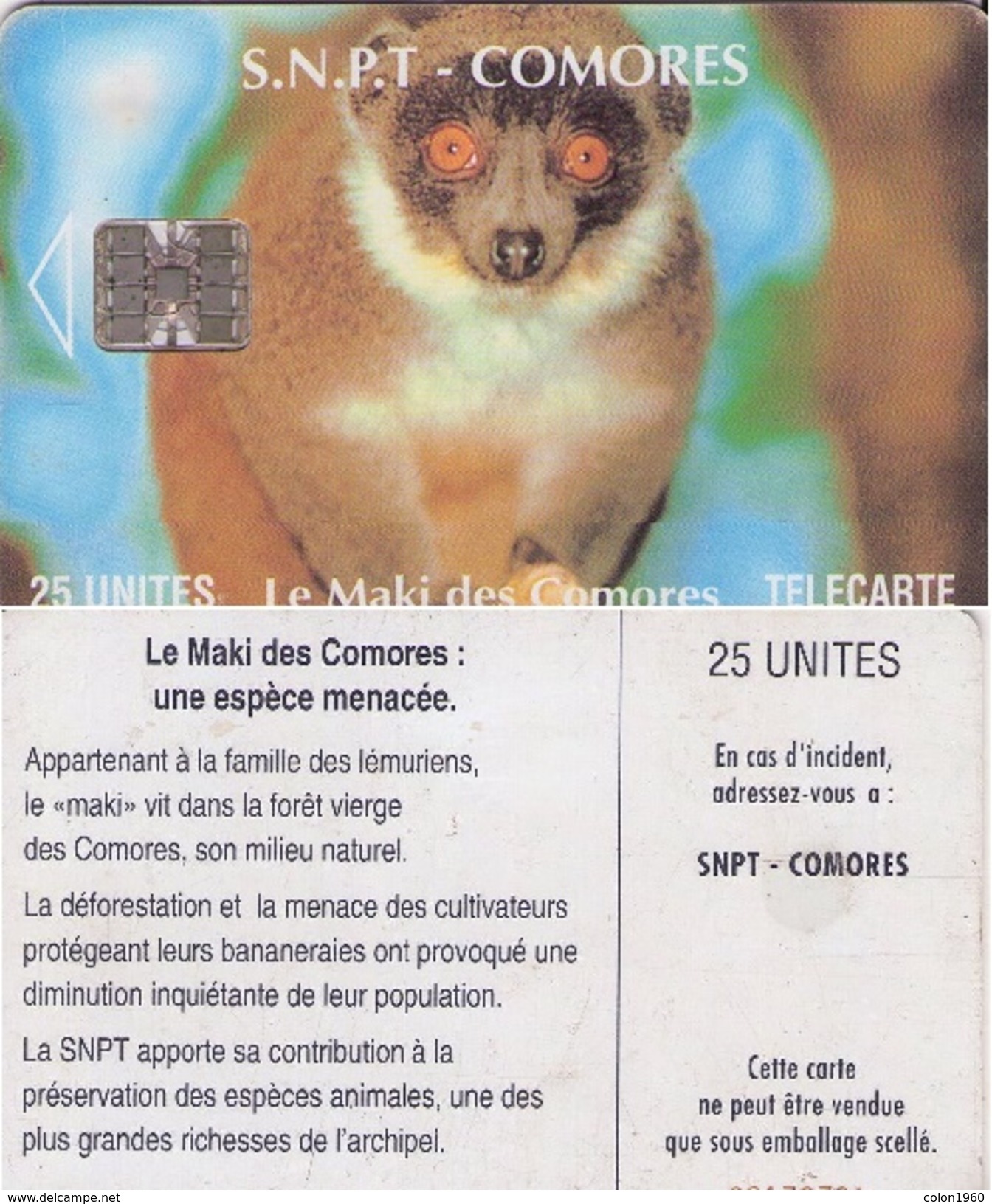 COMORES. KM-OPT-0008C. Le Maki Des Comores (SC7 - Without Moreno Logo). (003) - Komoren