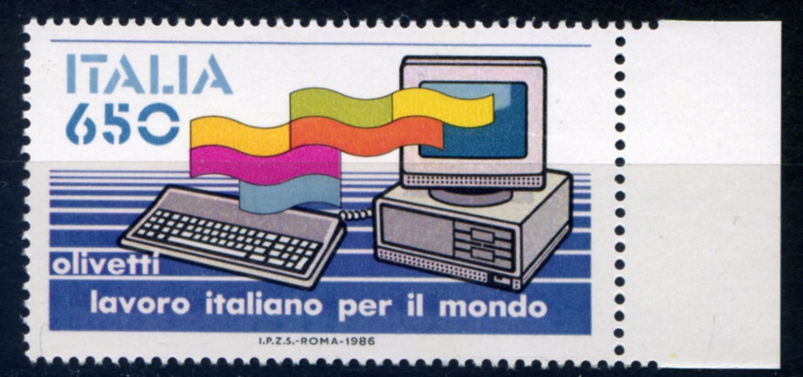 327> ITALIA 1986 < COMPUTER OLIVETTI > Nuovo Da Lire 650 = Valore Catalogo € 3,00 - 1981-90: Mint/hinged