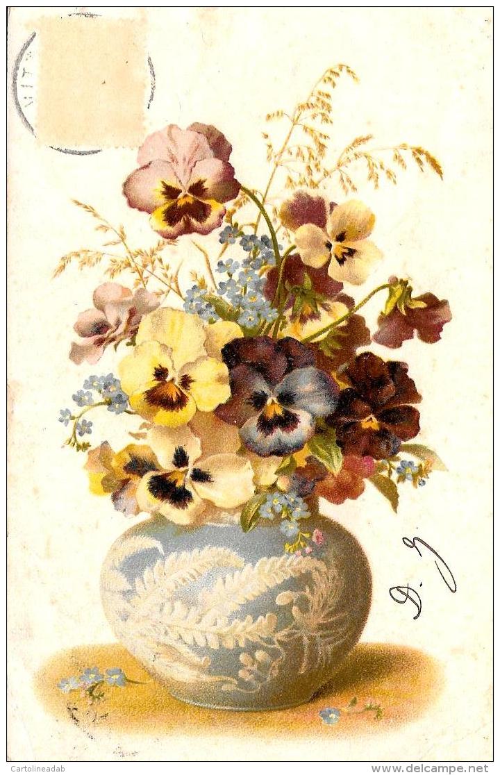 [DC10824] CPA - FIORI - AUGURALE - Viaggiata 1902 - Old Postcard - Fiori