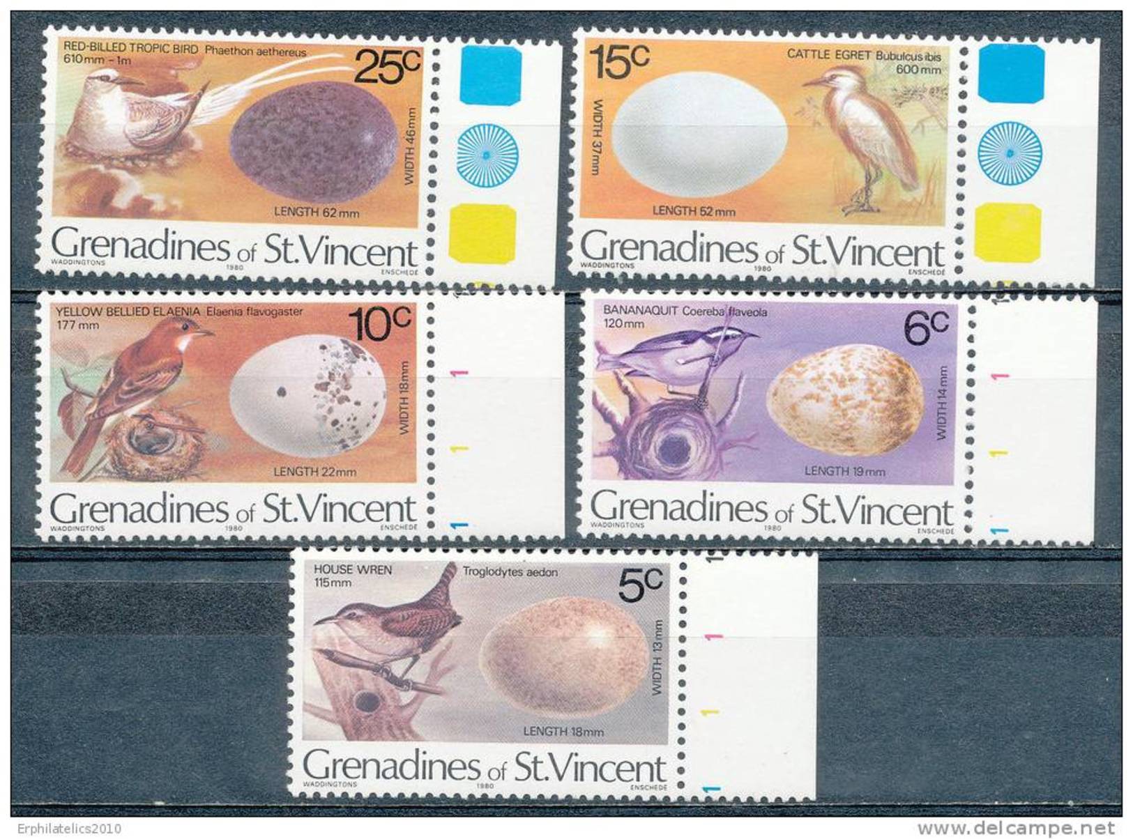 ST. VINCENT GRENADINES 1980 RARE ISSUE OF BIRDS NL BY SCOTT # 133/152 VAR MNH RARE - St.Vincent (1979-...)