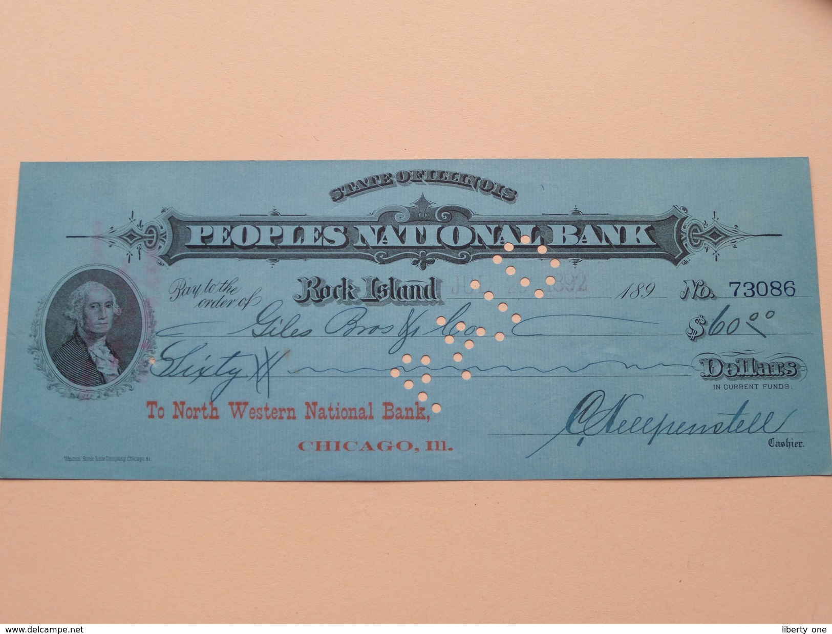 PEOPLES NATIONAL BANK State Of Illinois - Rock Island ( Order ) Anno 1892 ( Zie Foto Details ) !! - Etats-Unis