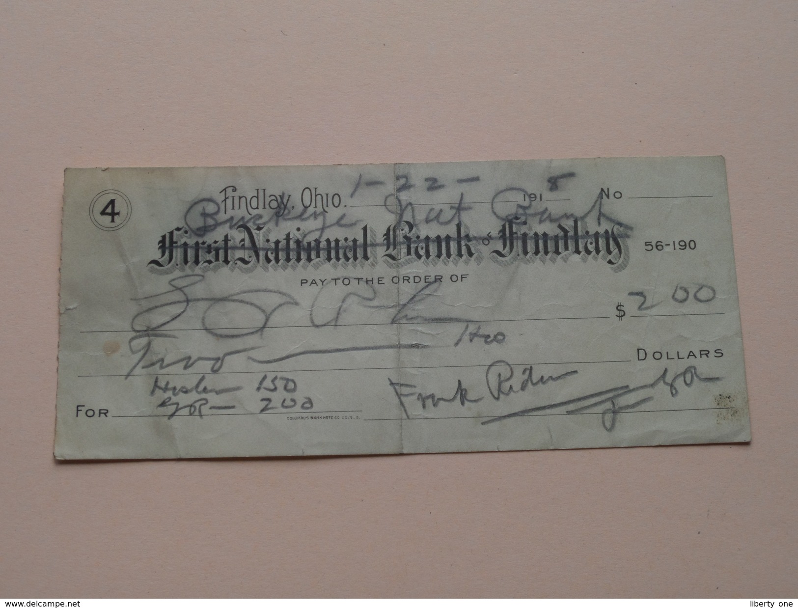 FIRST NATIONAL BANK Of FINDLAY Ohio ( Order ) Anno 1918 ( Zie Foto Details ) !! - Verenigde Staten