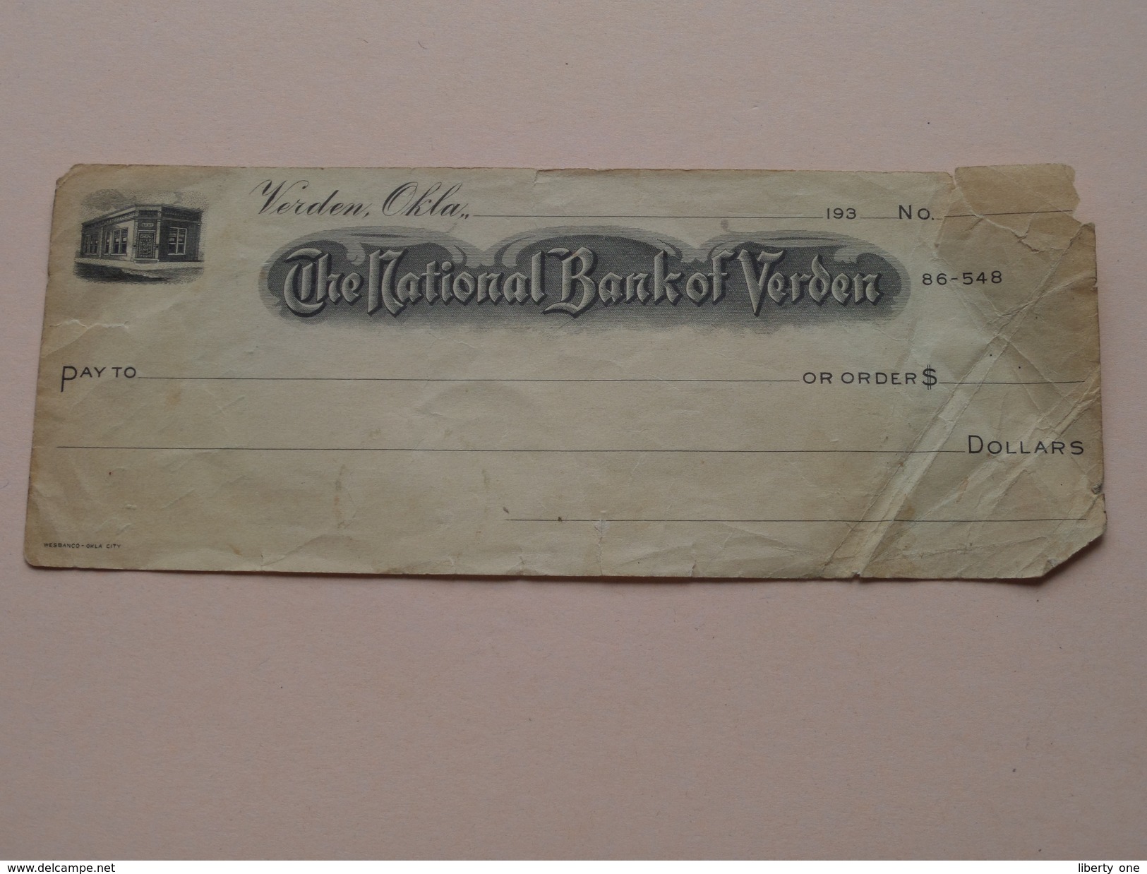 The NATIONAL BANK Of VERDEN Okla ( 2 / Two Orders ) Anno 193? ( Zie Foto Details ) !! - Etats-Unis