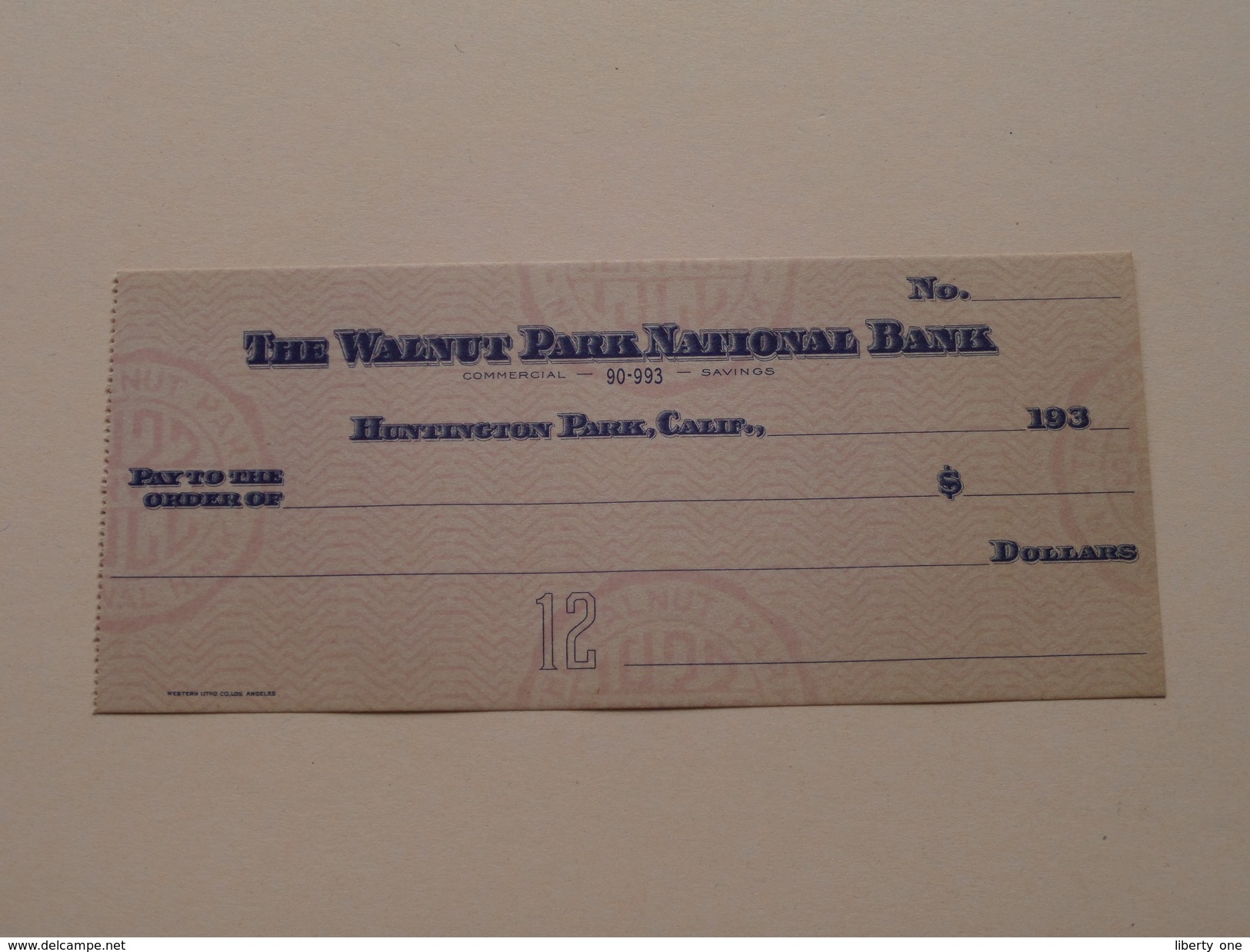 The WALNUT PARK NATIONAL BANK - HUNTINGTON PARK Cal. ( 2 / Two Orders ) Anno 193? ( Zie Foto Details ) !! - Etats-Unis