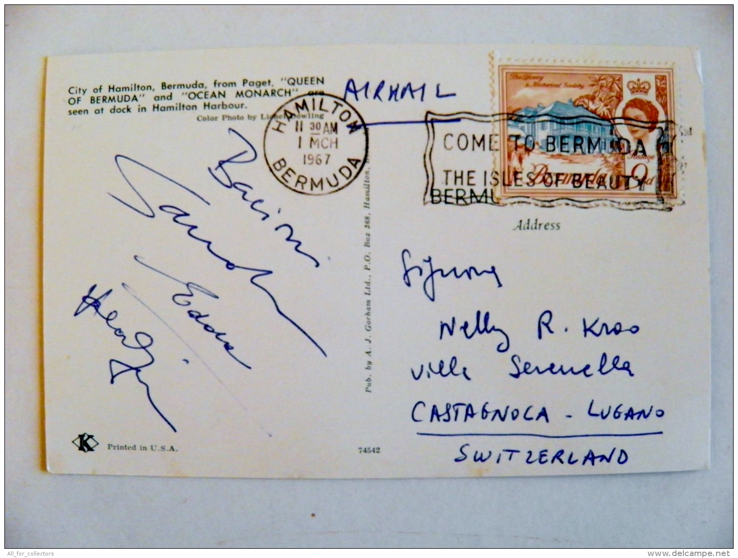 Post Card From Bermuda 1967 Hamilton Library Historical Society Atm Machine Cancel - Bermuda