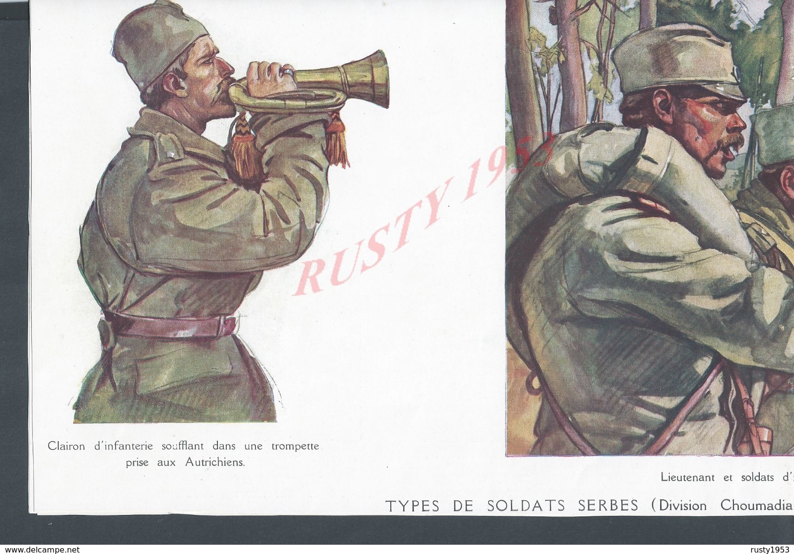 MILITARIA 14/18 COUPURE DE PRESSE TYPES DE SOLDATS SERBES REPRO AQUARELLES V. BETZITCH 2 PAGES : - 1914-18