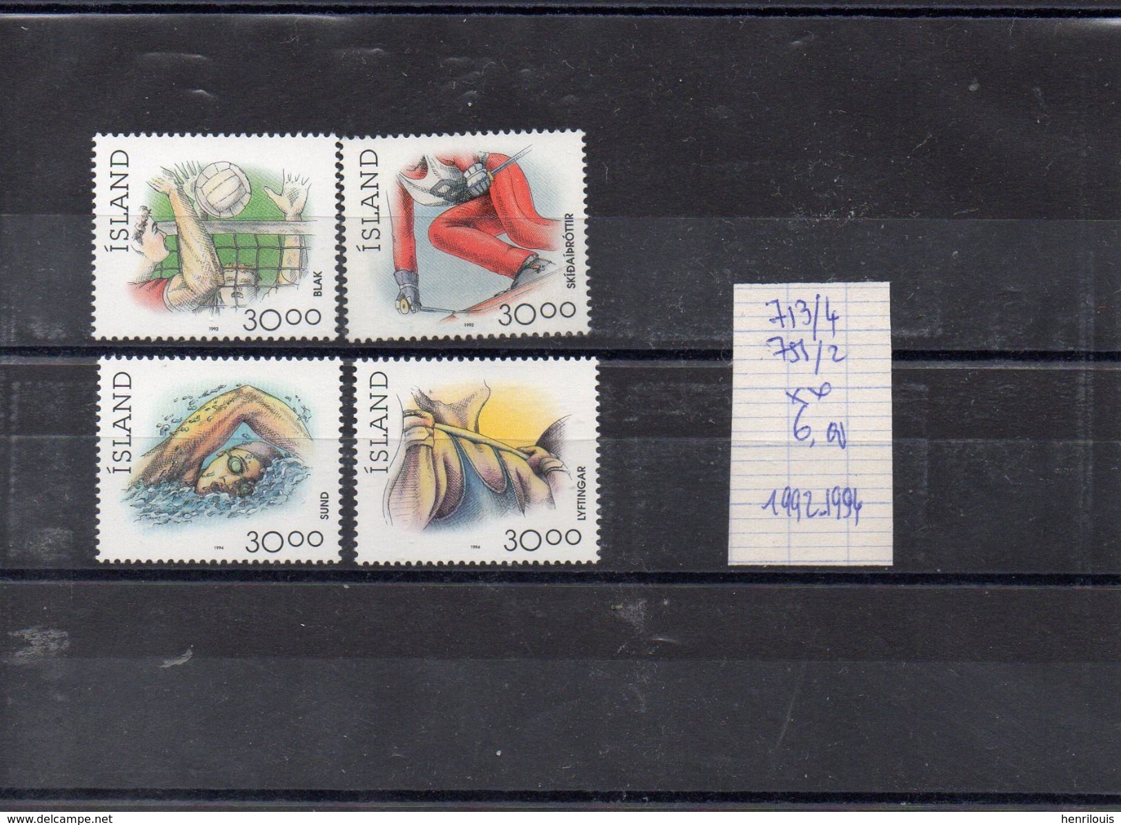 ISLANDE  Timbres Neufs ** De 1992-1994  ( Ref 695 B )  Sport - Neufs