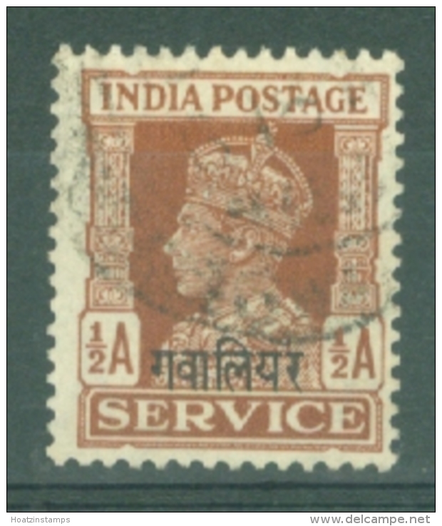 India - Gwalior: 1940/42   Official KGVI (insc. 'Service') OVPT   SG O81    &frac12;a    Used - Gwalior