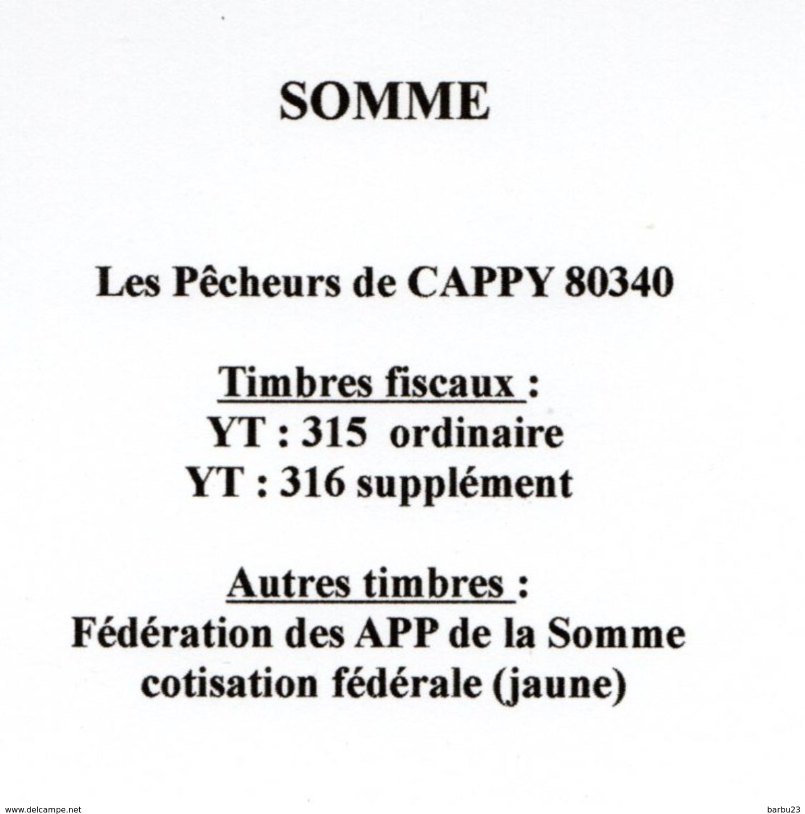 PERMIS DE PÊCHE 1992 SOMME Les Pêcheurs De Cappy   Timbre Fiscal Taxe Piscicole - Autres & Non Classés