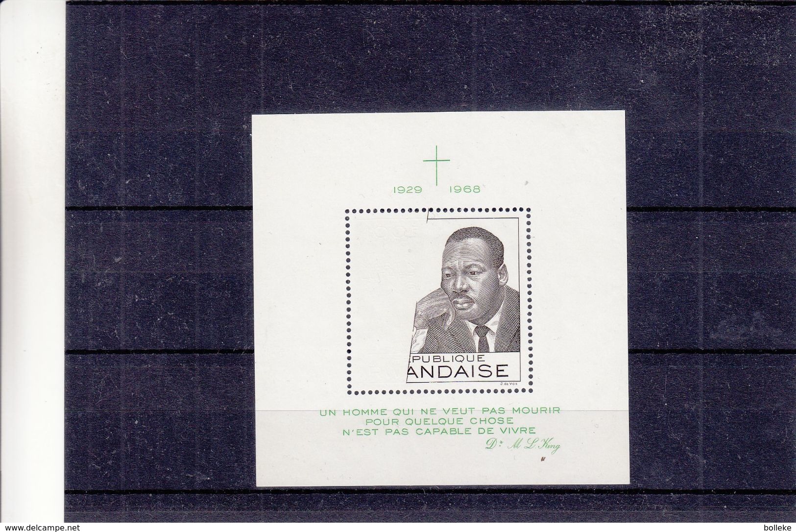 Matin Luther King - Rwanda - COB BF 12  - Bloc Avec Impression Partielle - Martin Luther King