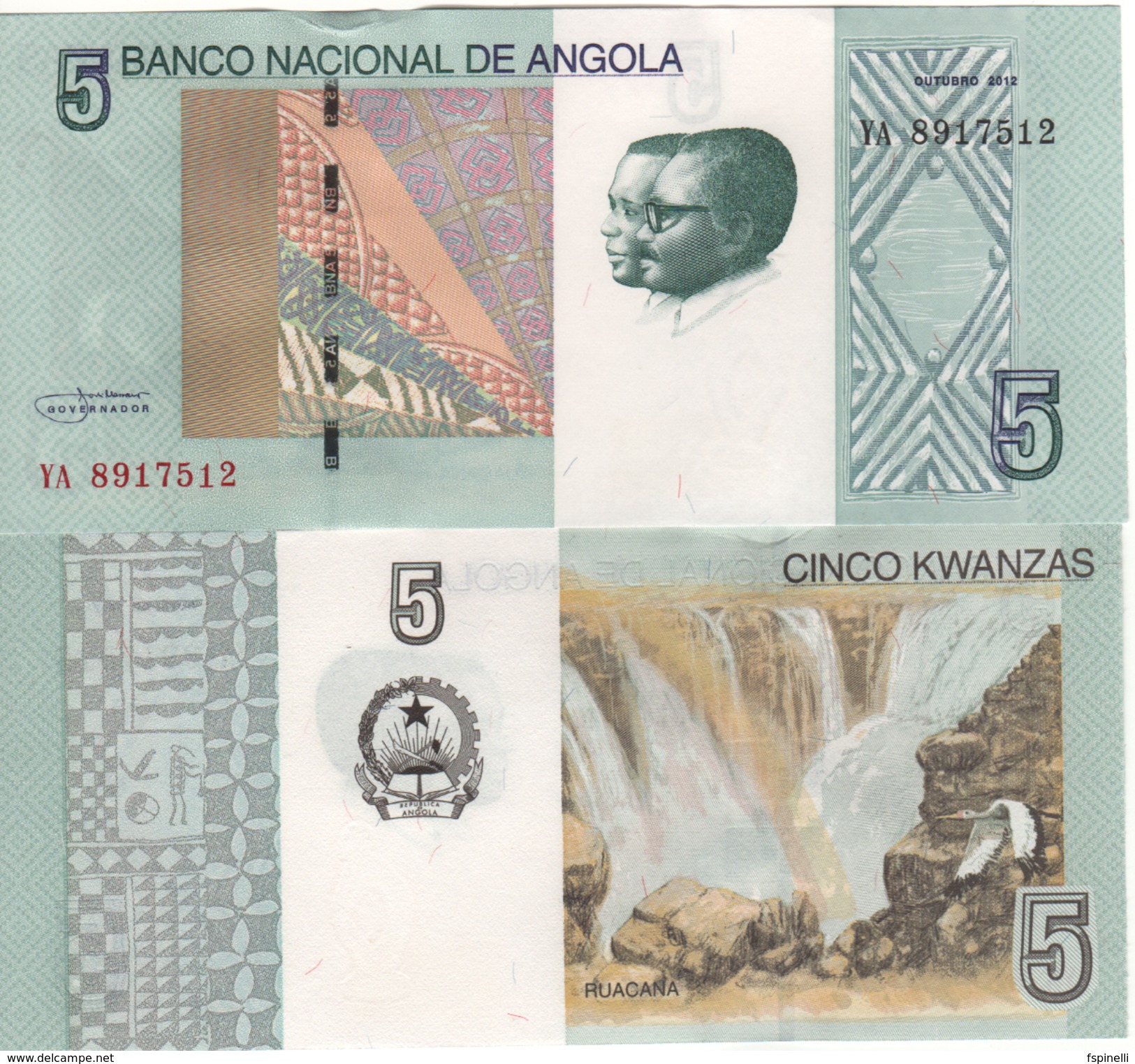 New  ANGOLA 5 Kwanzas   Pnew   Dated 2012       UNC - Angola