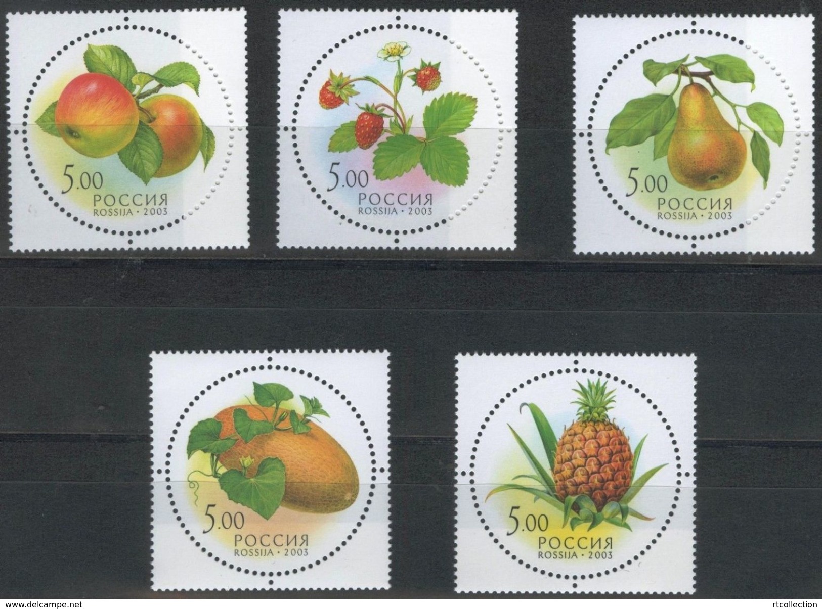 Russia 2003 Gifts Nature Plants Fruits Pineapple Pear Melon Strawberry Apple Stamps MNH Mi 1113-17 Sc#6790-94 SG#7210-14 - Collections