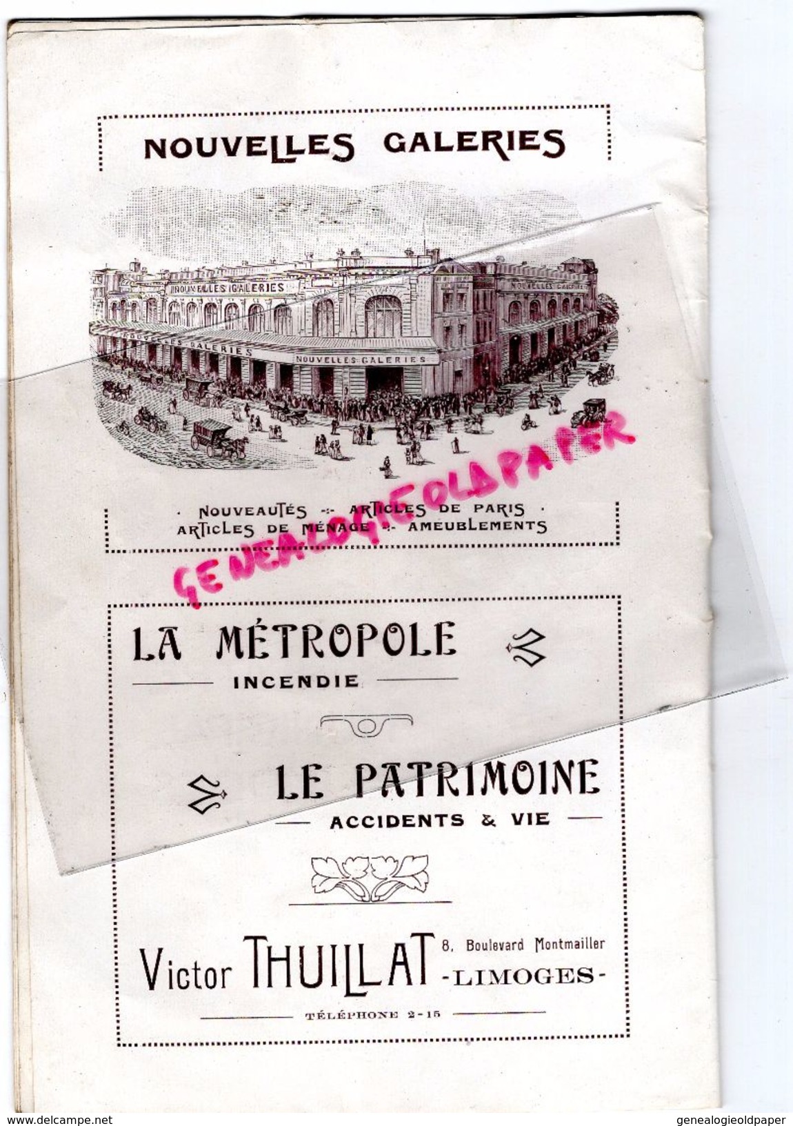 87- LIMOGES- PROGRAMME THEATRE MUNICIPAL1920-1921- FAUST-GOUNOD- ORAND-CARMEL-CARGUE-MOREAU- BANQUE BRANDT DECORCHEMONT - Programma's