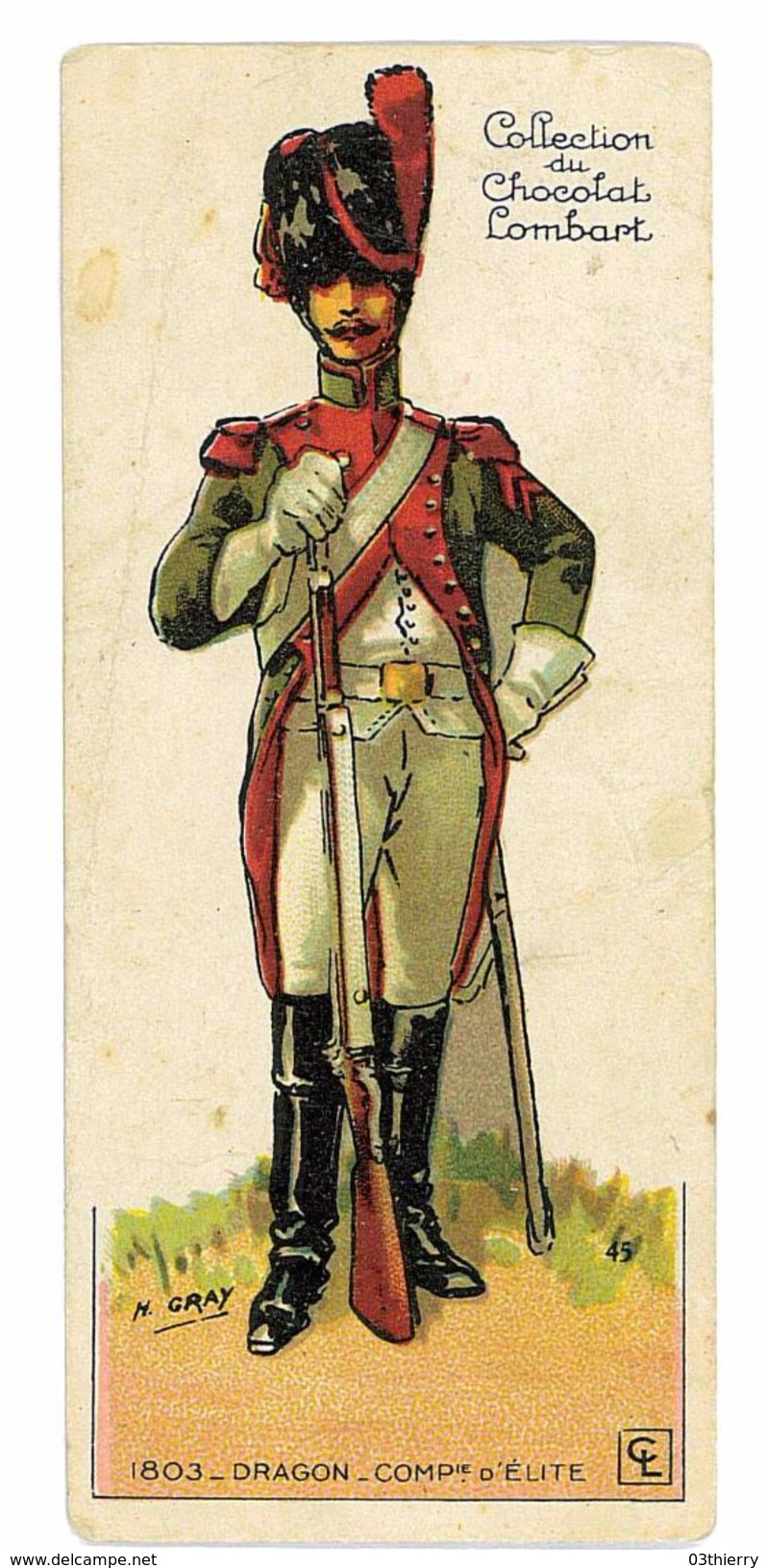 CHROMO IMAGE CHOCOLAT LOMBART SOLDAT N°45 DRAGON COMPAGNIE D'ELITE 1803 - Lombart